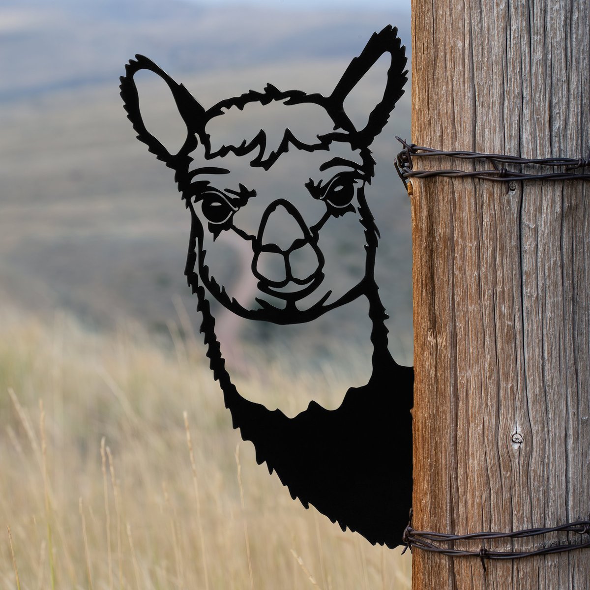 Charming Peeking Alpaca Metal Outdoor Garden Art Decor Homestead Collection