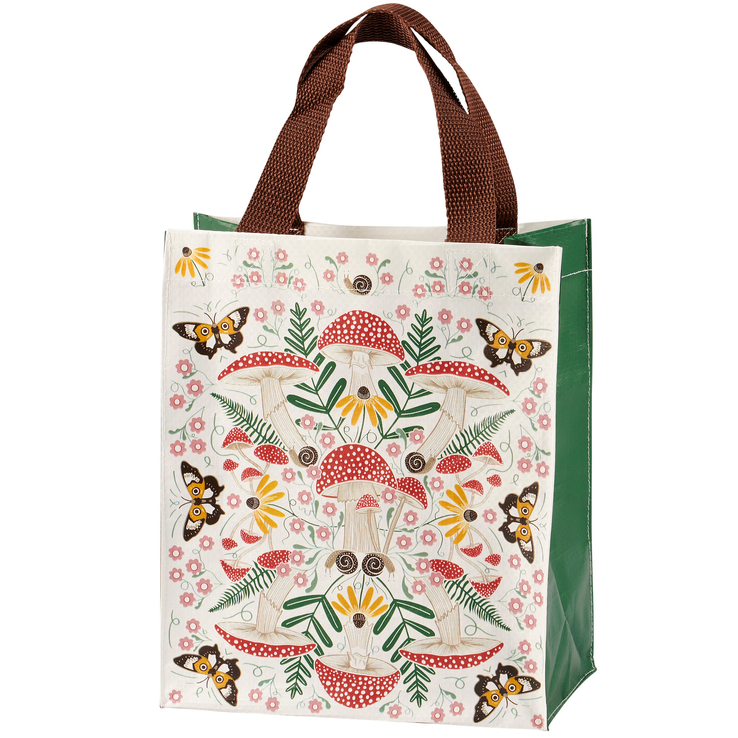 Charming Folk Art Mushroom Butterfly Wildflower Eco-Friendly Daily Tote Bag