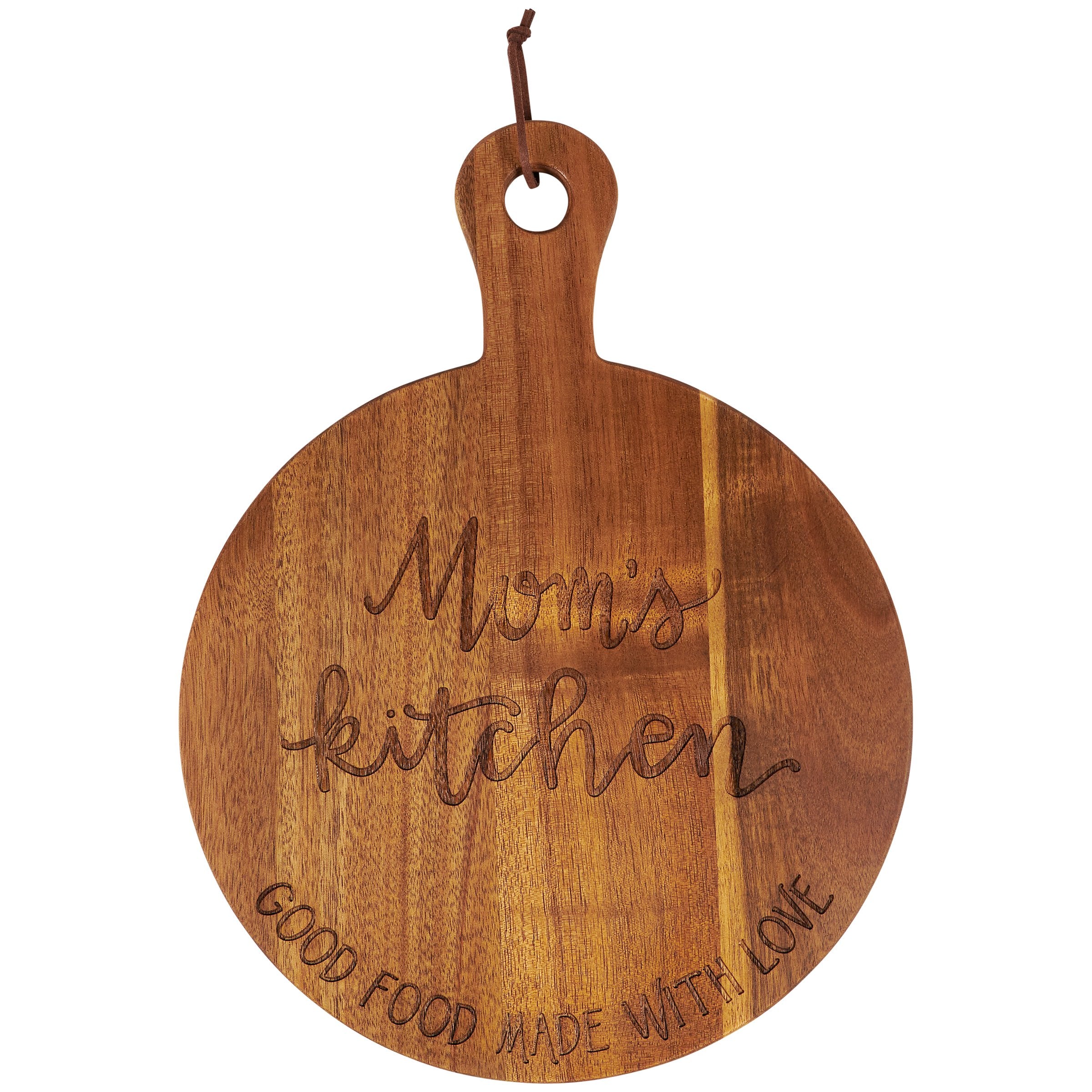 Charming Acacia Wood Mom's Kitchen Cutting Board with Hand-Burned Sentiment