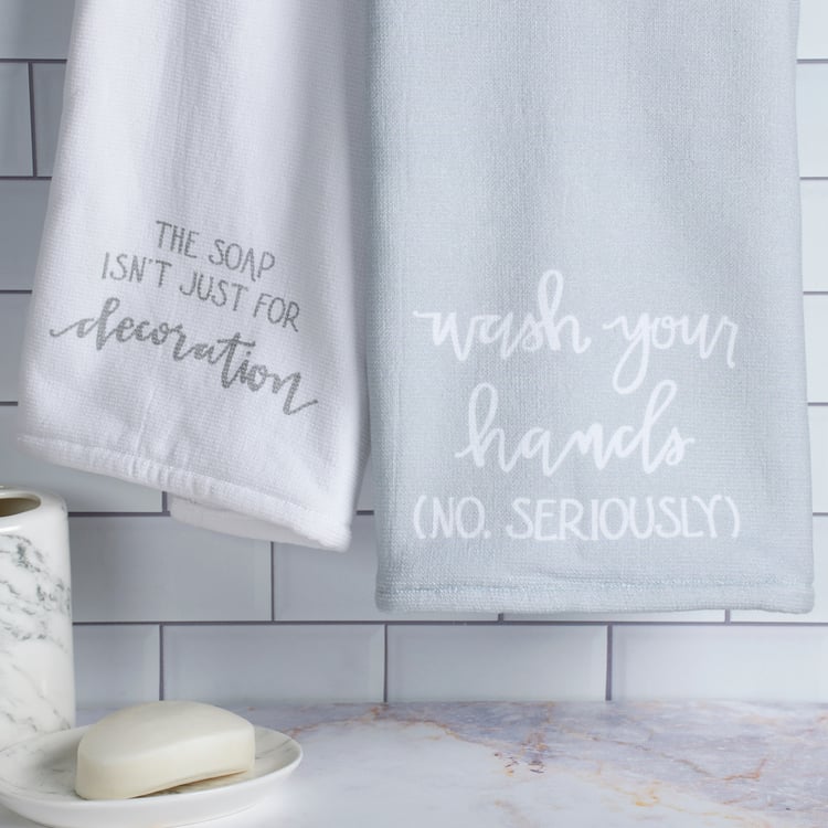 Absorbent Cotton Terrycloth Sassy Bathroom Hand Towel with Humorous Message