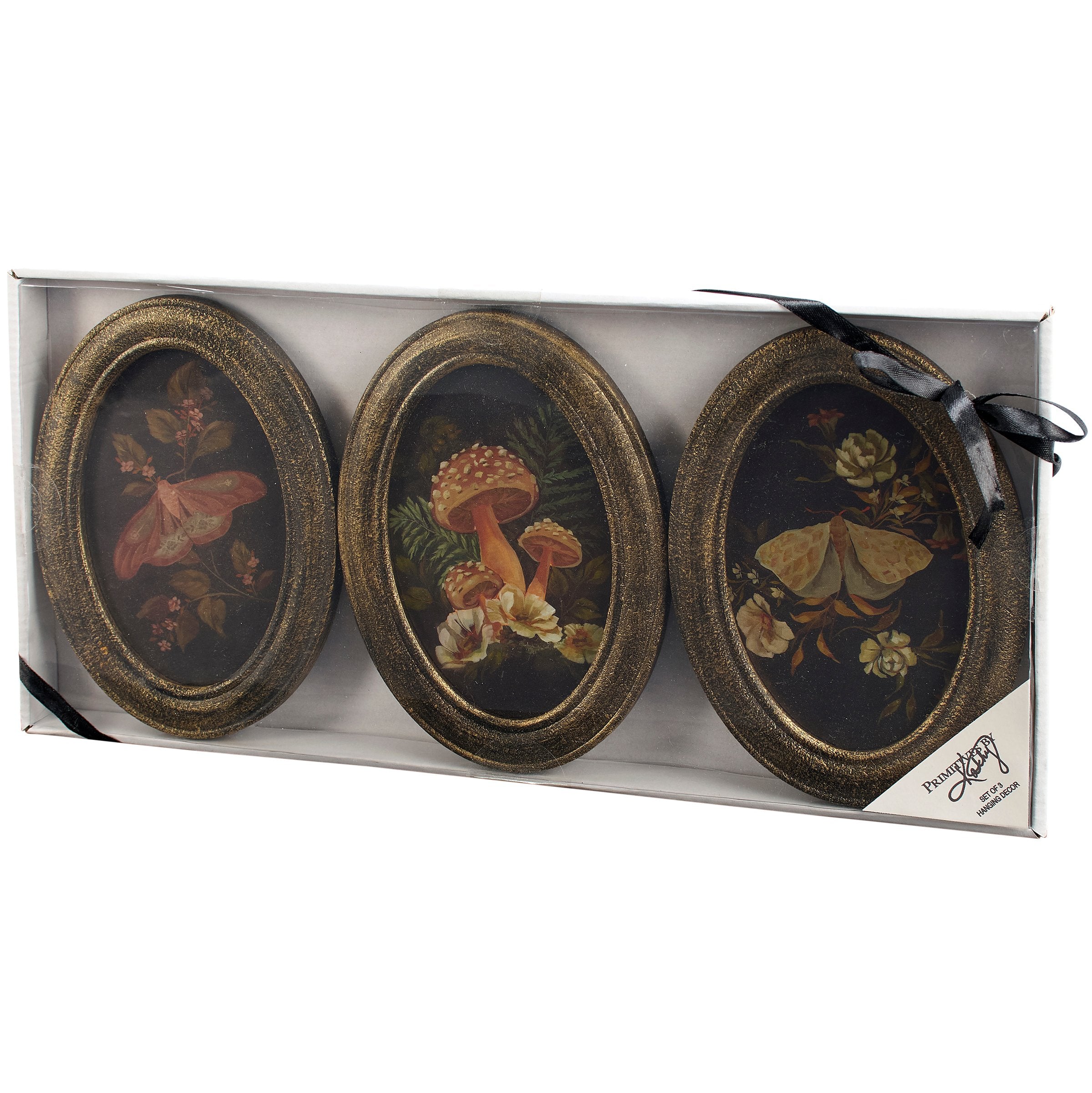 Moody Watercolor Garden Hanging Decor Set with Distressed Wood Frames