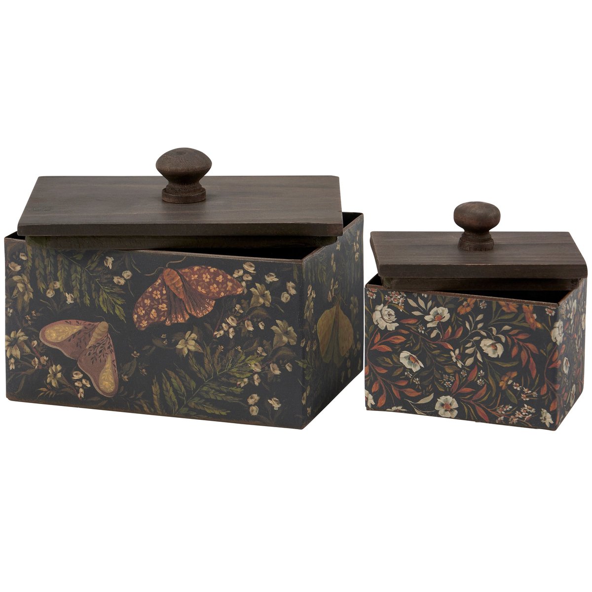 Charming Hidden Garden Galvanized Metal Nesting Bins with Wood Lids