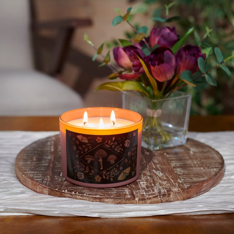 Enchanting Hidden Garden Candle: Frosted Pink Glass, Gardenia Scent, 3 Wicks