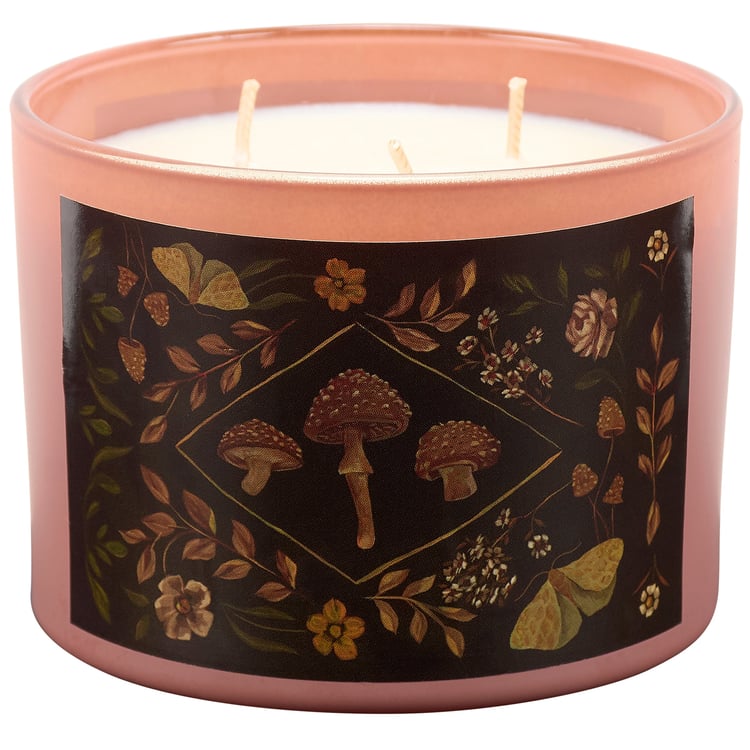 Enchanting Hidden Garden Candle: Frosted Pink Glass, Gardenia Scent, 3 Wicks