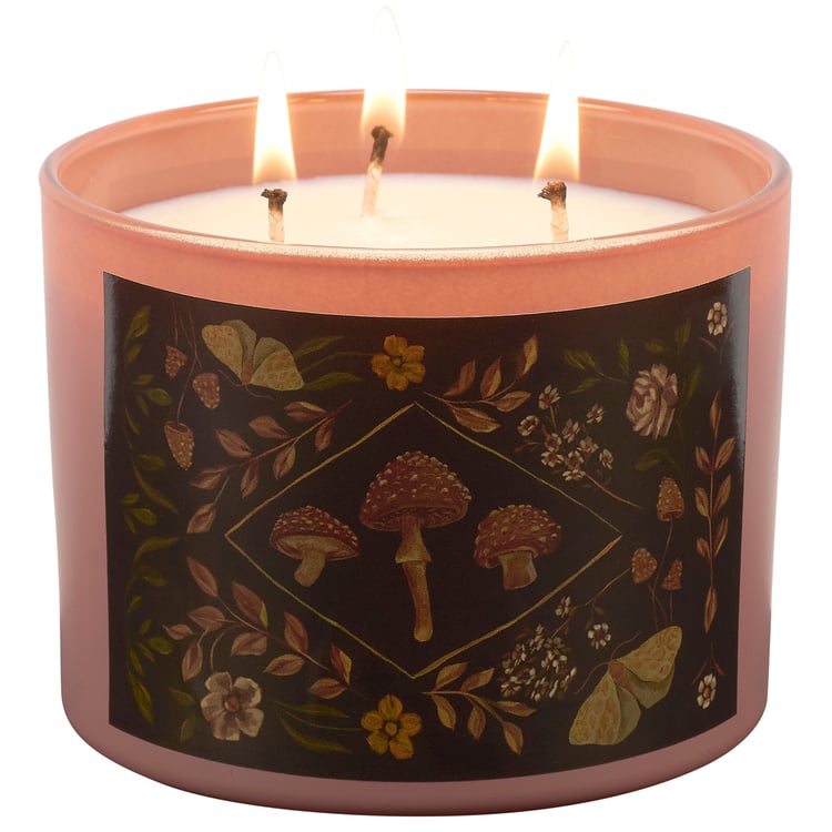 Enchanting Hidden Garden Candle: Frosted Pink Glass, Gardenia Scent, 3 Wicks