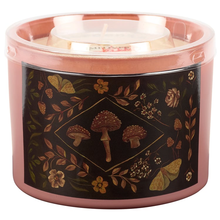 Enchanting Hidden Garden Candle: Frosted Pink Glass, Gardenia Scent, 3 Wicks