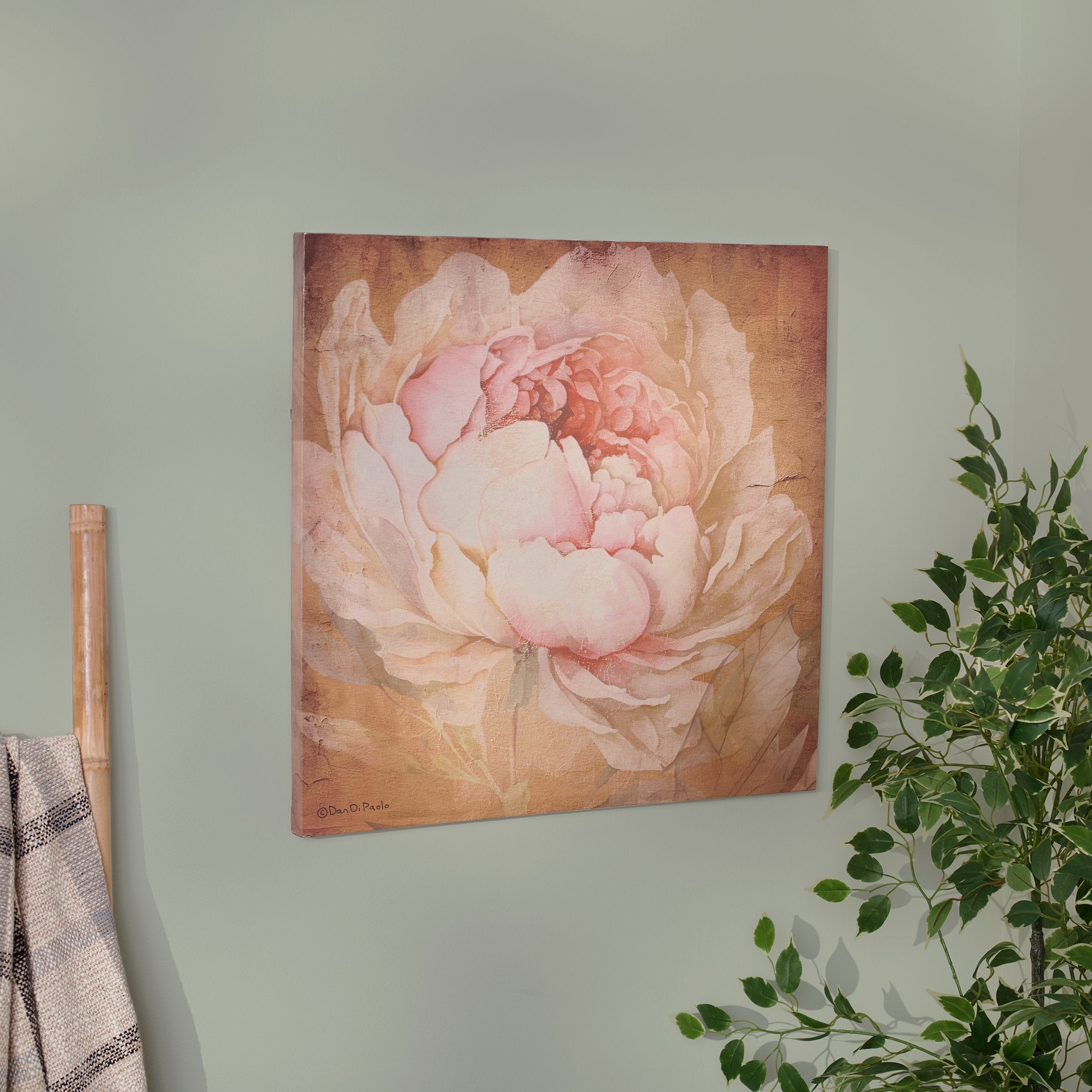 Elegant Peony Flower Canvas Wall Art Decor - Rustic Botanical Home Accent