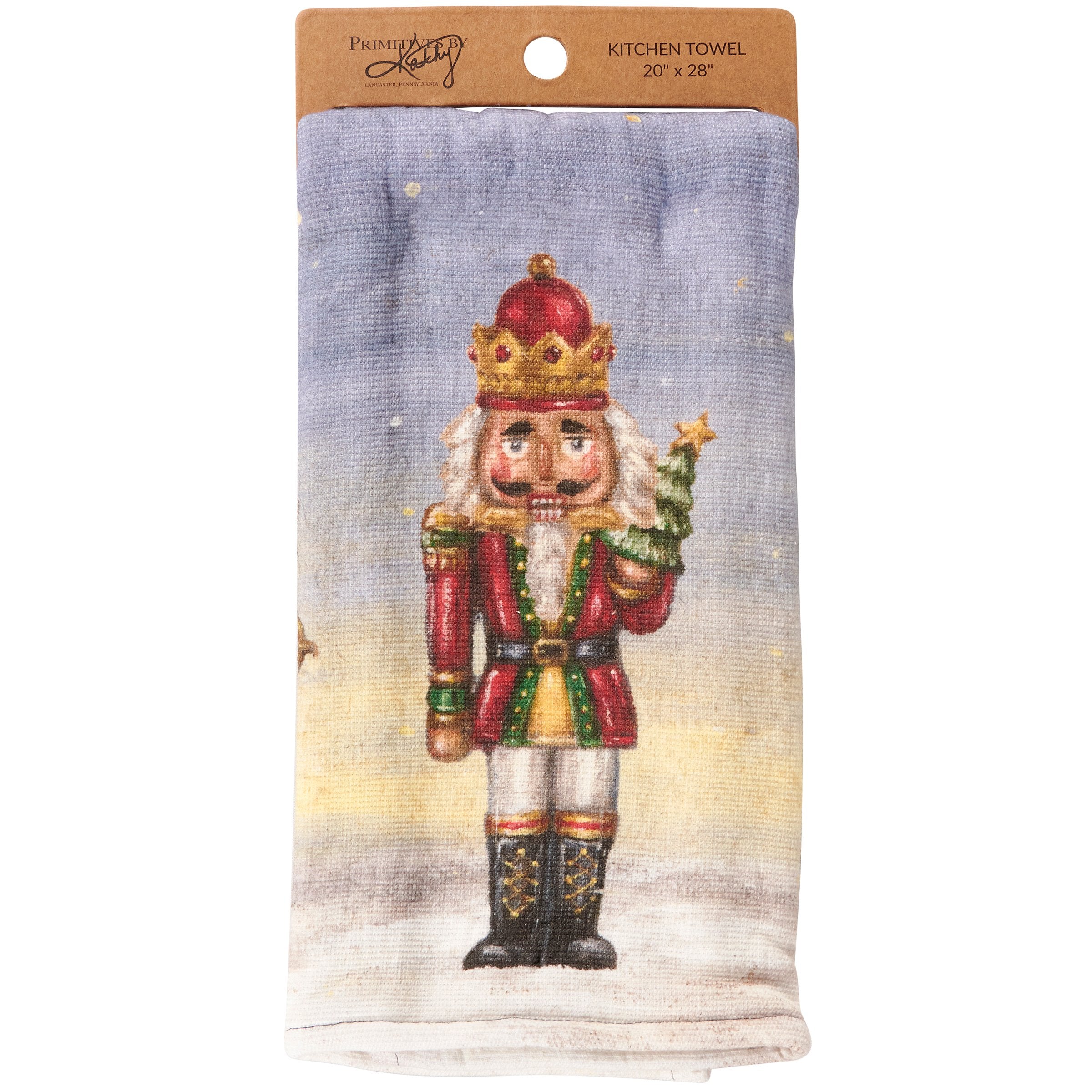 Festive Christmas Nutcracker Cotton Kitchen Towel - Absorbent Holiday Terrycloth Decor