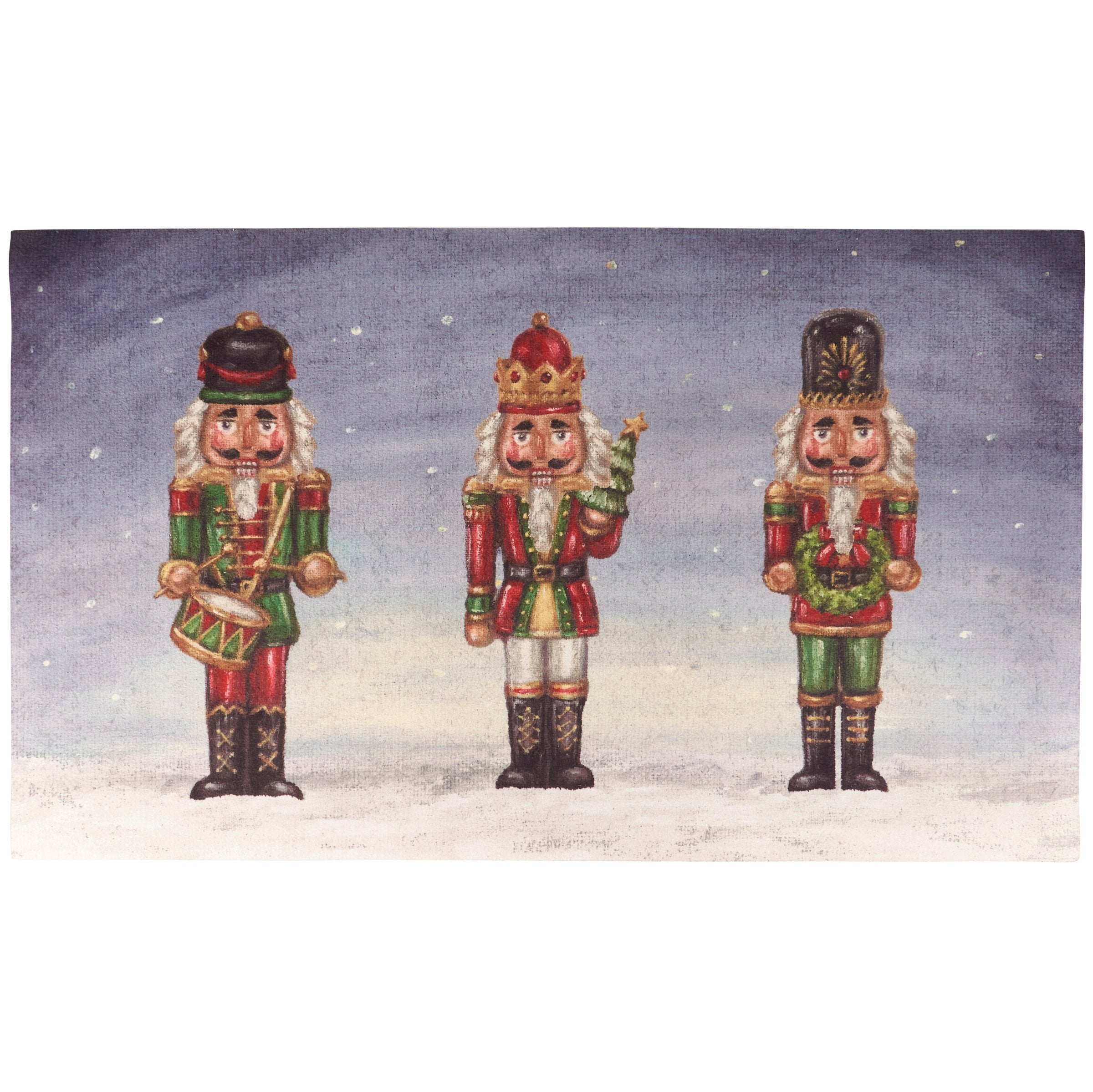 Charming Christmas Nutcrackers Indoor Outdoor Rug with Skid-Resistant Backing, 34x20 Inch
