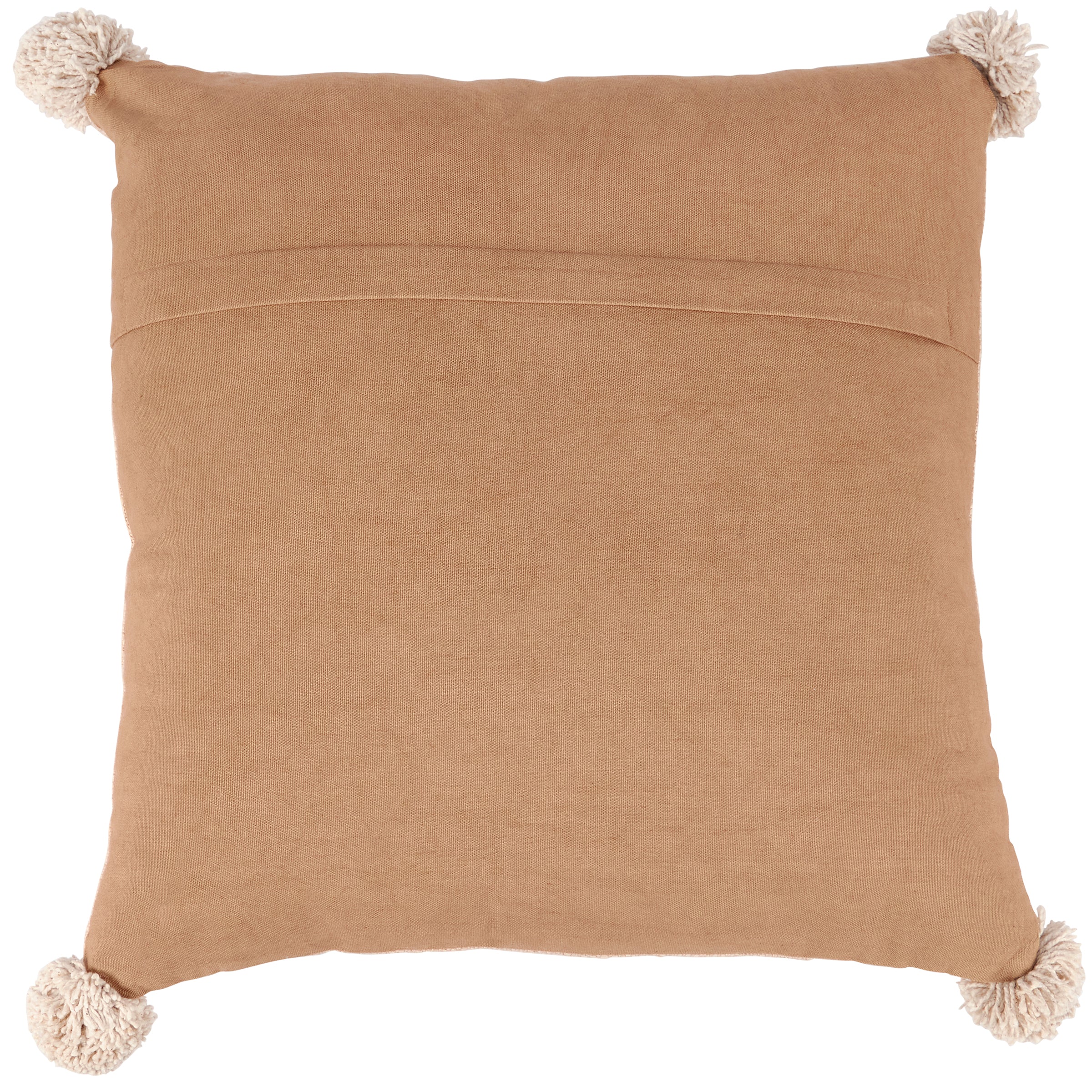 Charming Marigold Flower Embroidered Cotton Decorative Throw Pillow with Poms