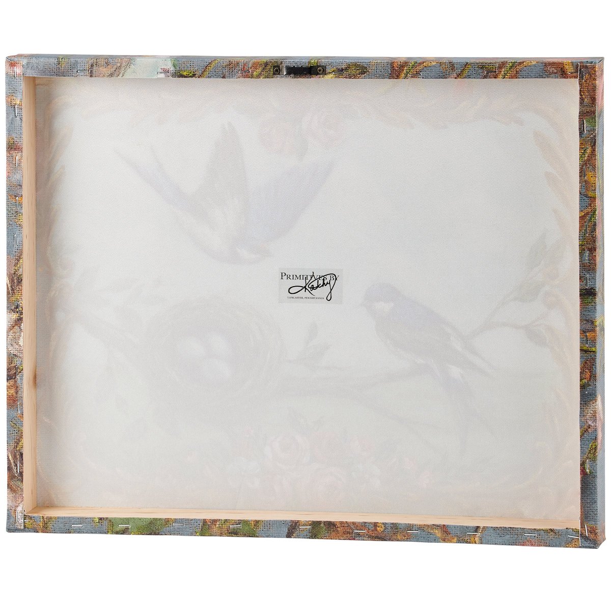 Elegant Blue Swallows Floral Art Nouveau Burlap Canvas Wall Art Decor