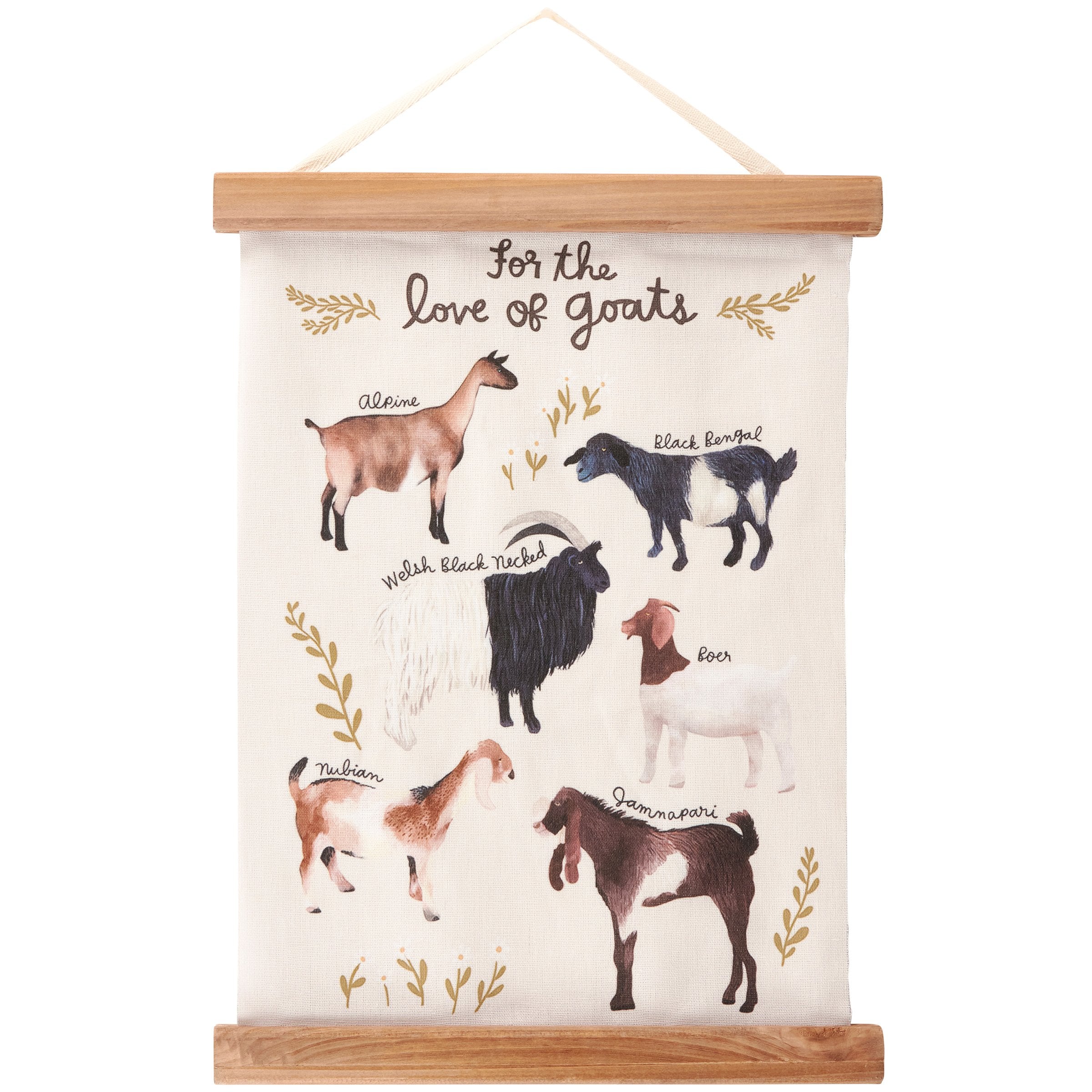 Charming Farmhouse Goats Canvas Wall Decor with Wooden Borders and Cotton Hanger