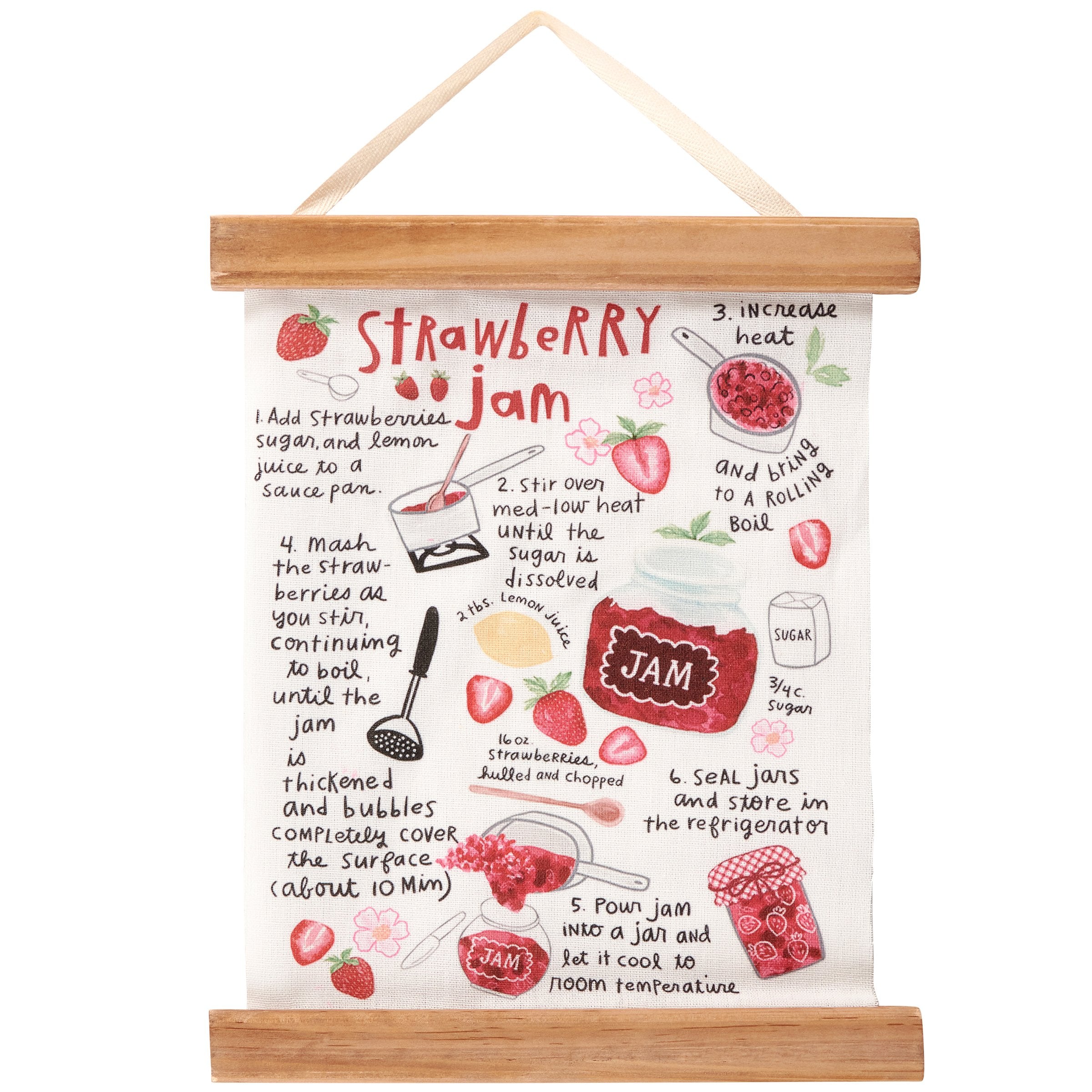 Rustic Farmhouse Strawberry Jam Recipe Canvas Wall Decor Kitchen Art