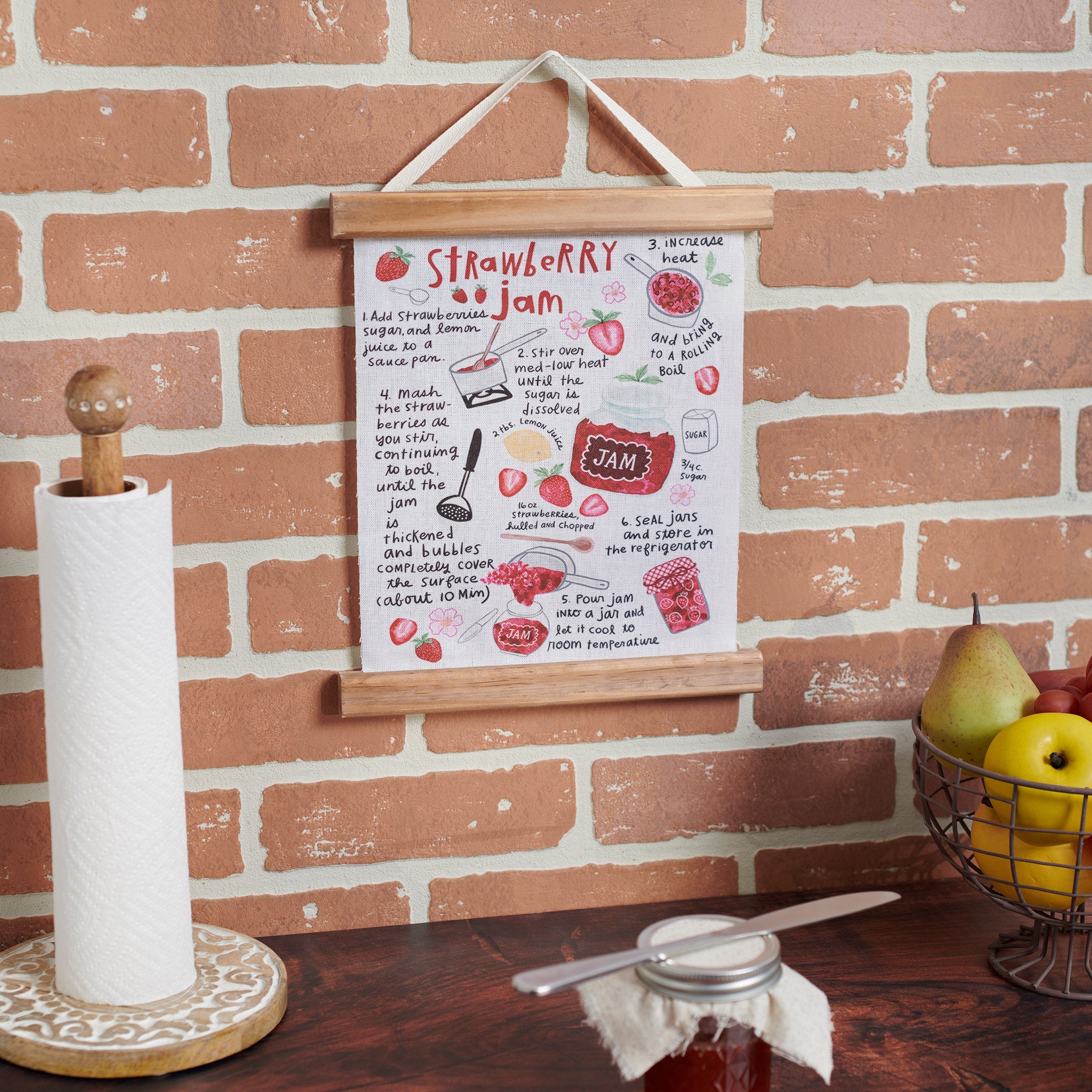 Rustic Farmhouse Strawberry Jam Recipe Canvas Wall Decor Kitchen Art