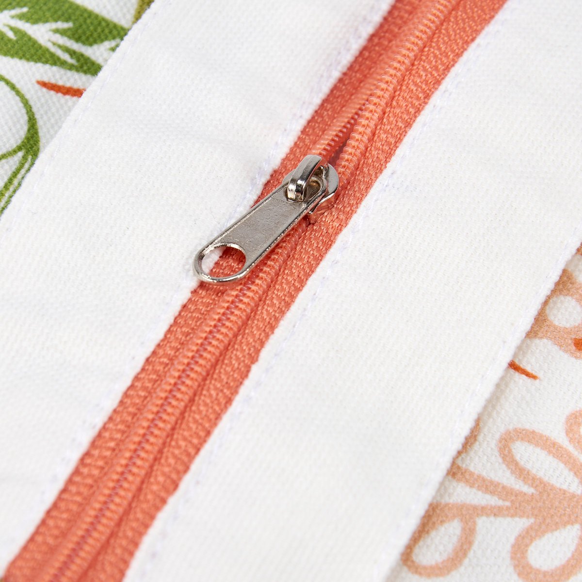 Vibrant Pink Blossoms Folk Art Cotton Tote Bag with Secure Zipper