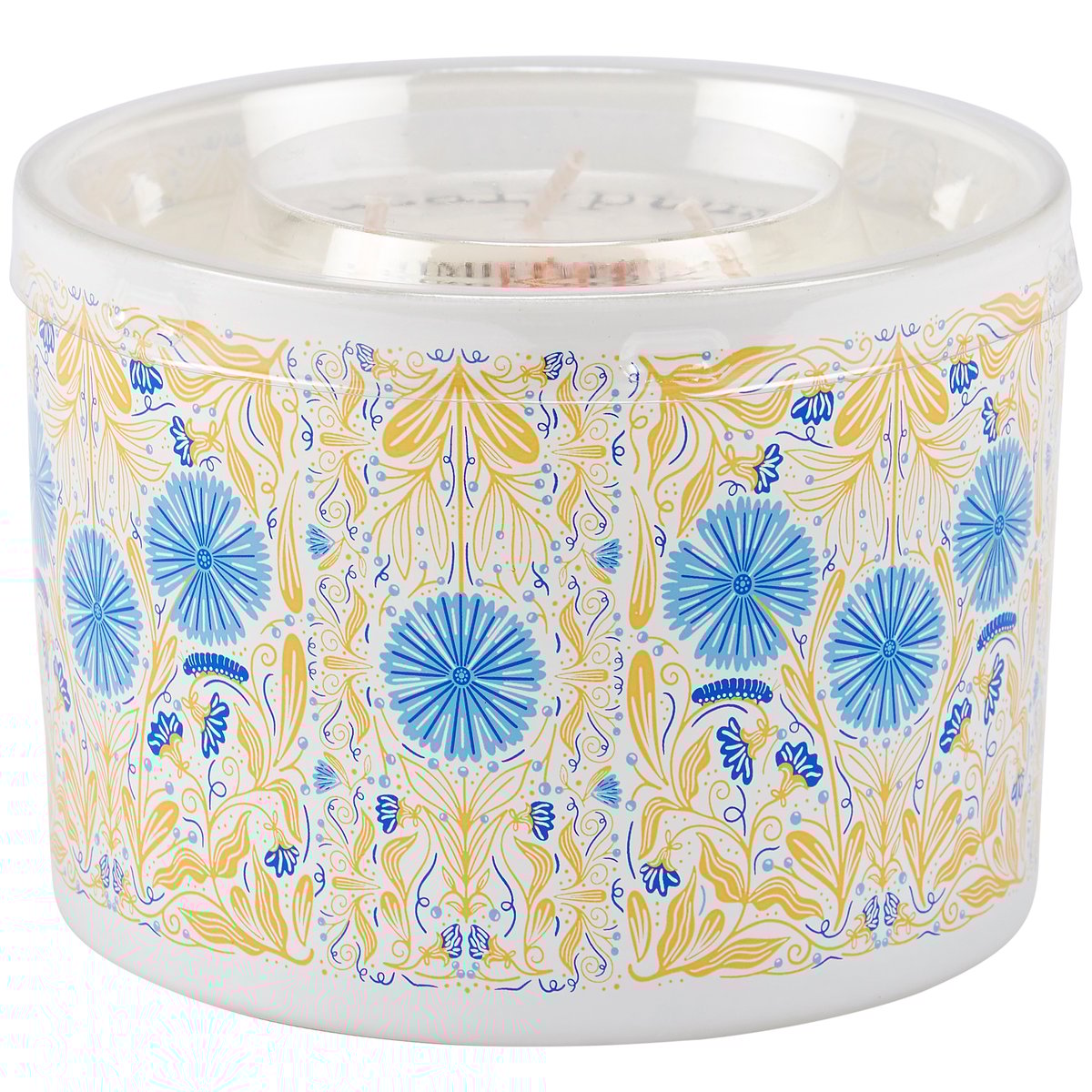 Charming Caterpillar Floral Candle: Eucalyptus Scented Soy Wax, Folk Art Design