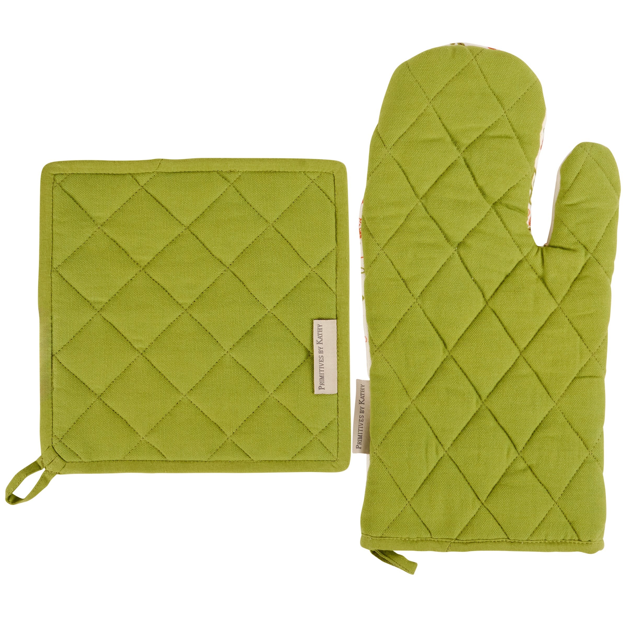 Vibrant Poppies Folk Art Kitchen Set: Oven Mitt & Hot Pad Duo