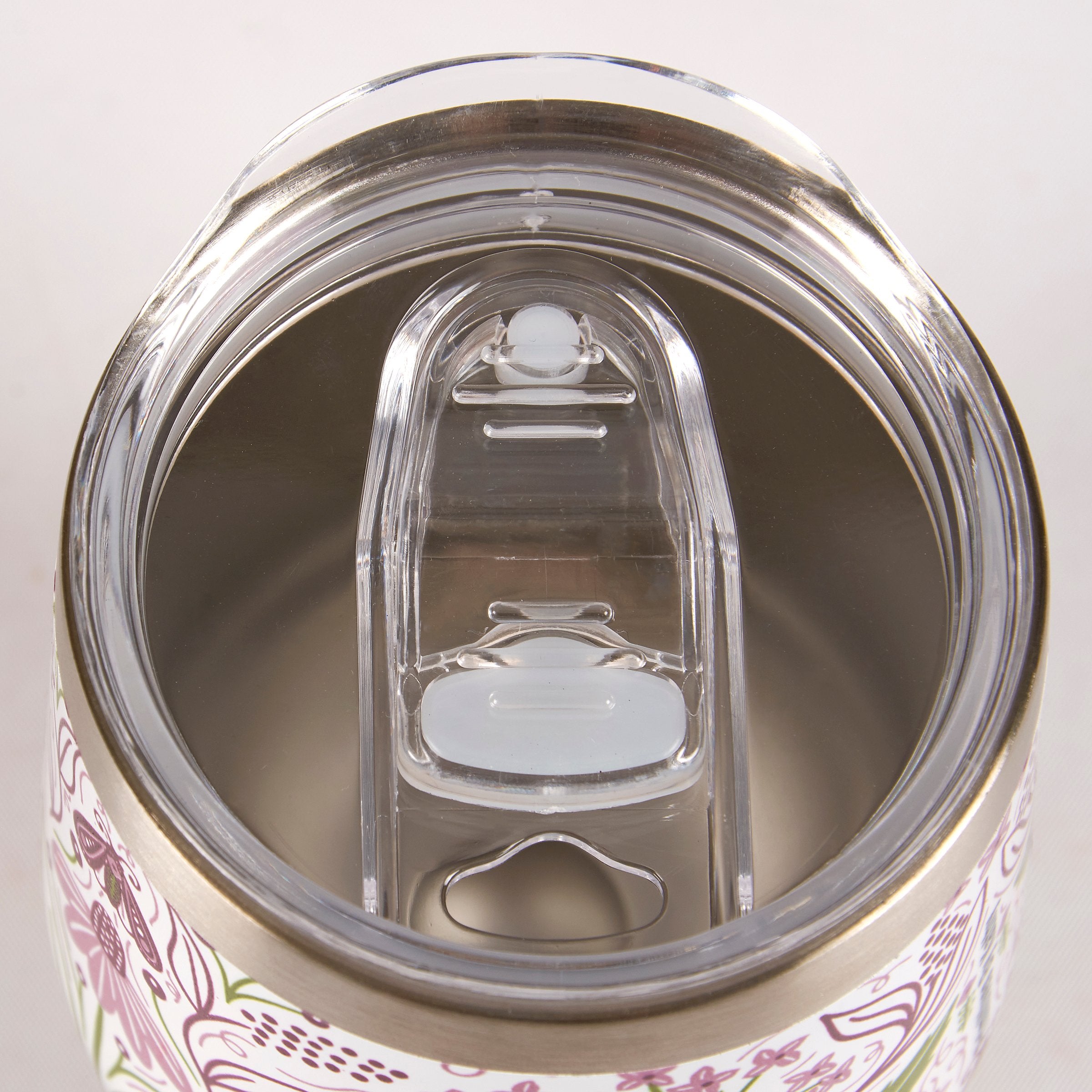 Charming Purple Floral 12oz Insulated Stainless Steel Wine Tumbler with Lid