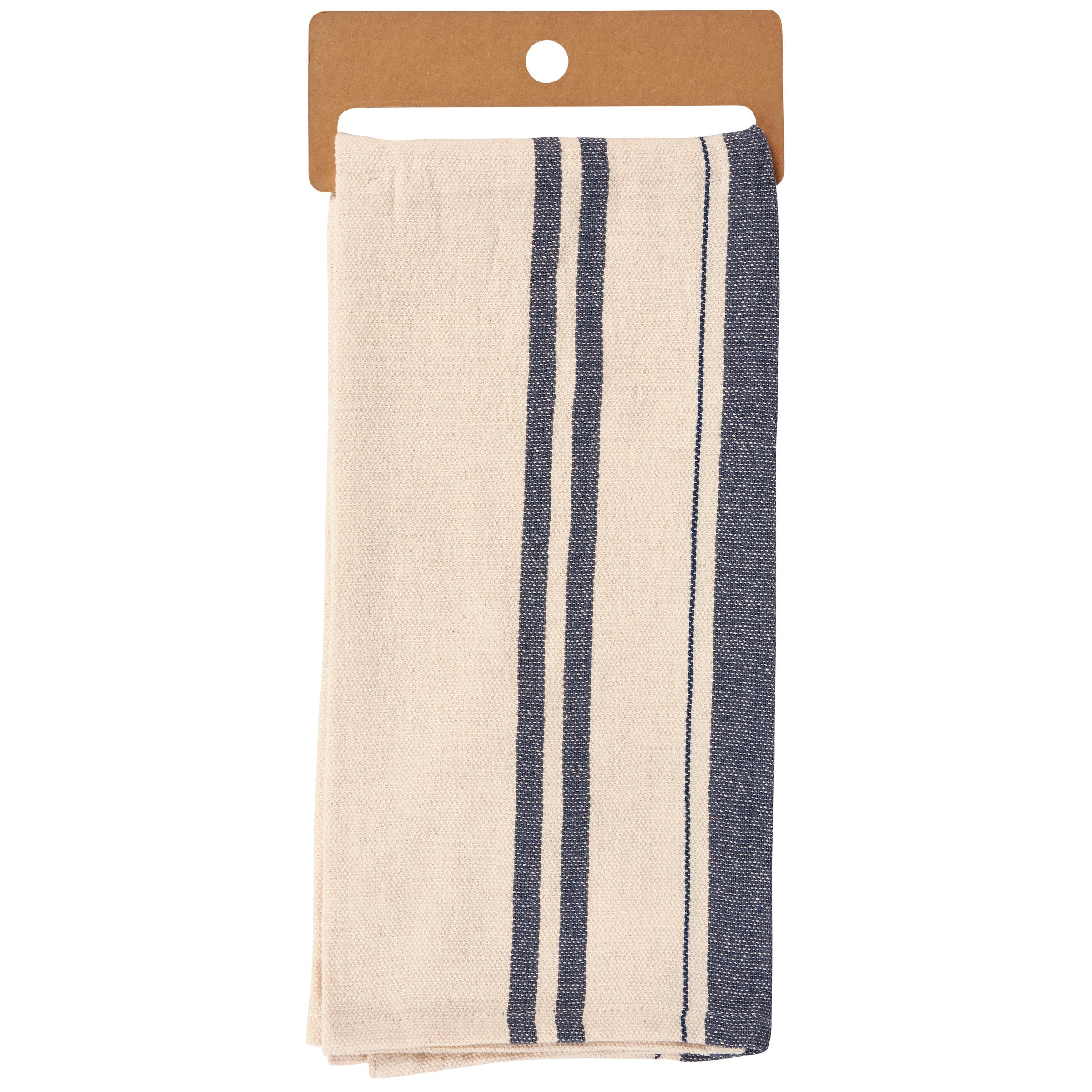 Nautical Cream Blue Stripe Cotton Kitchen Towel for Beach Home Decor