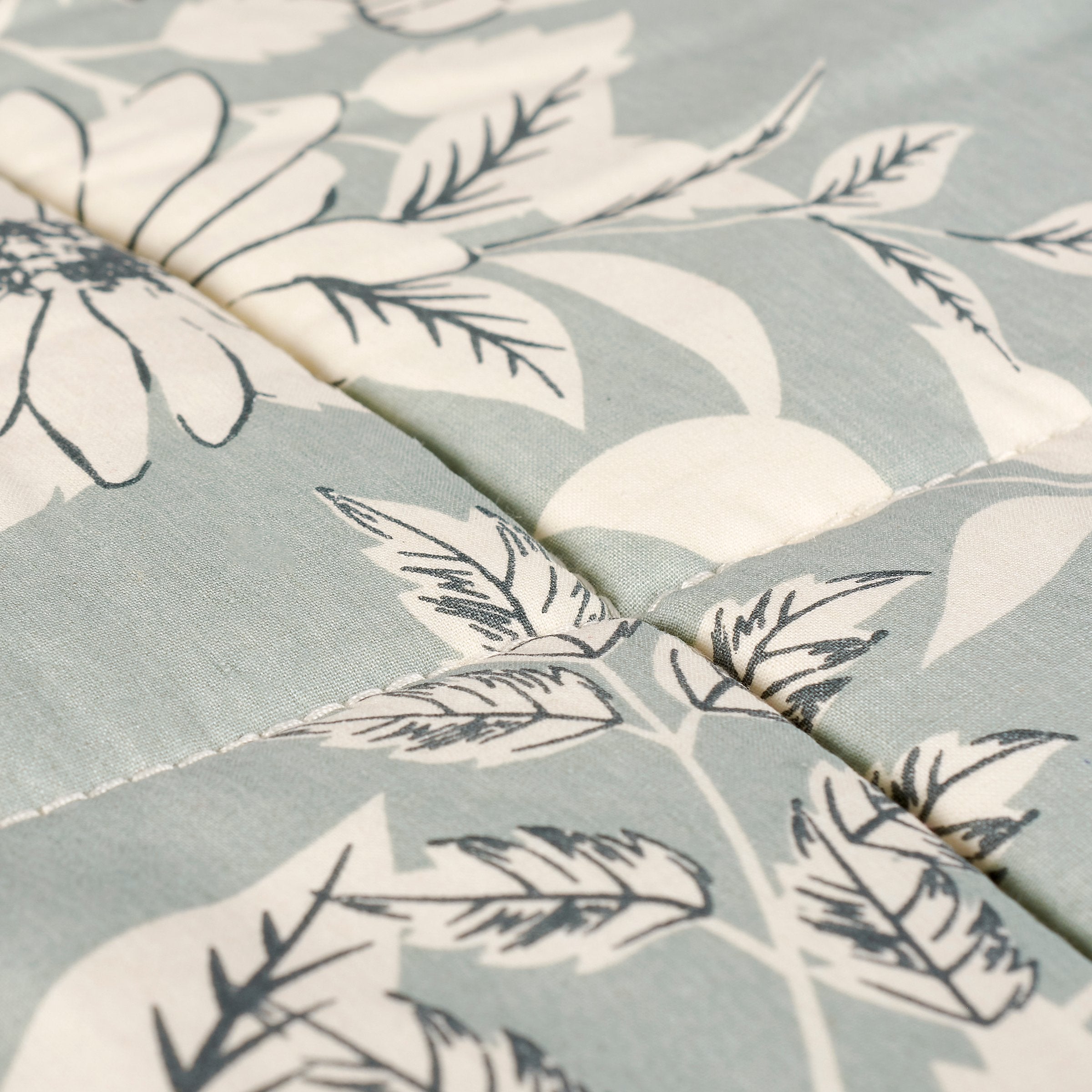 Chic Blue Floral Quilted Cotton Throw Blanket for Cozy Home Decor