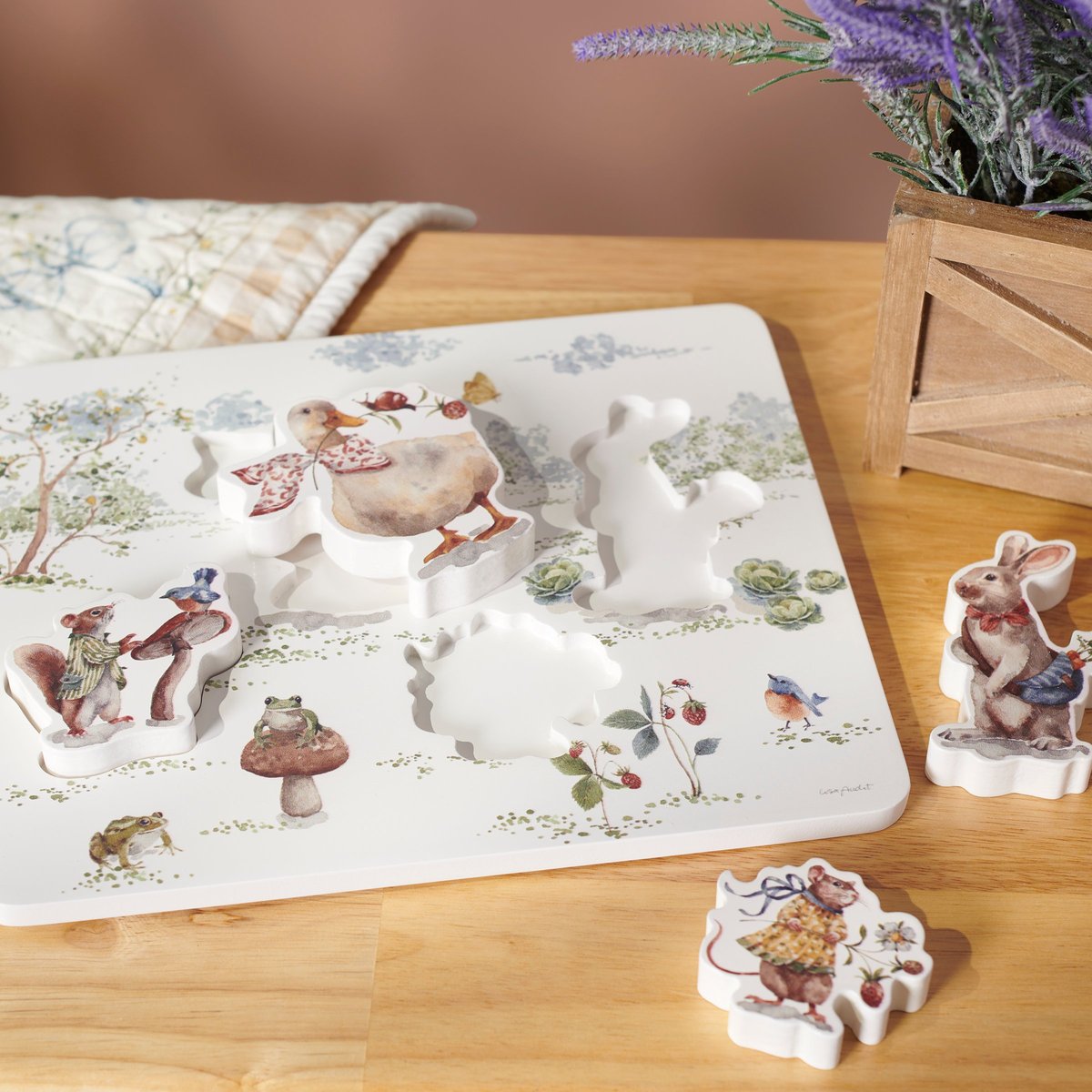 Charming Wooden Garden Friends Chunky Puzzle for Toddlers - Educational Animal Play