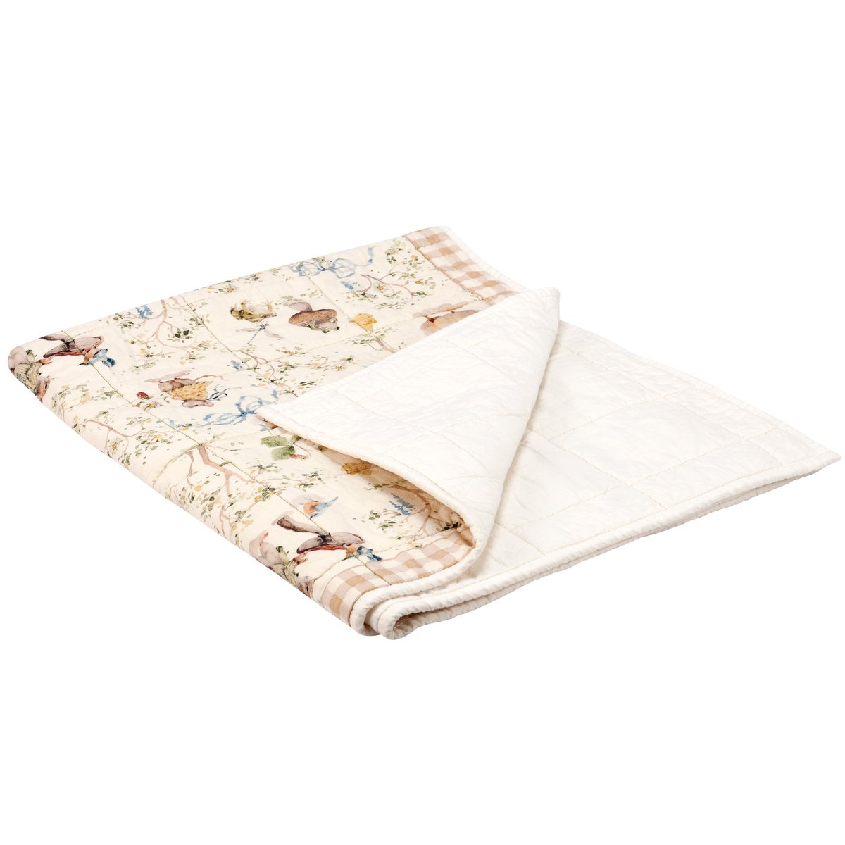 Charming Garden Friends Kids Cotton Throw Blanket - Quilted Storybook Animal Art