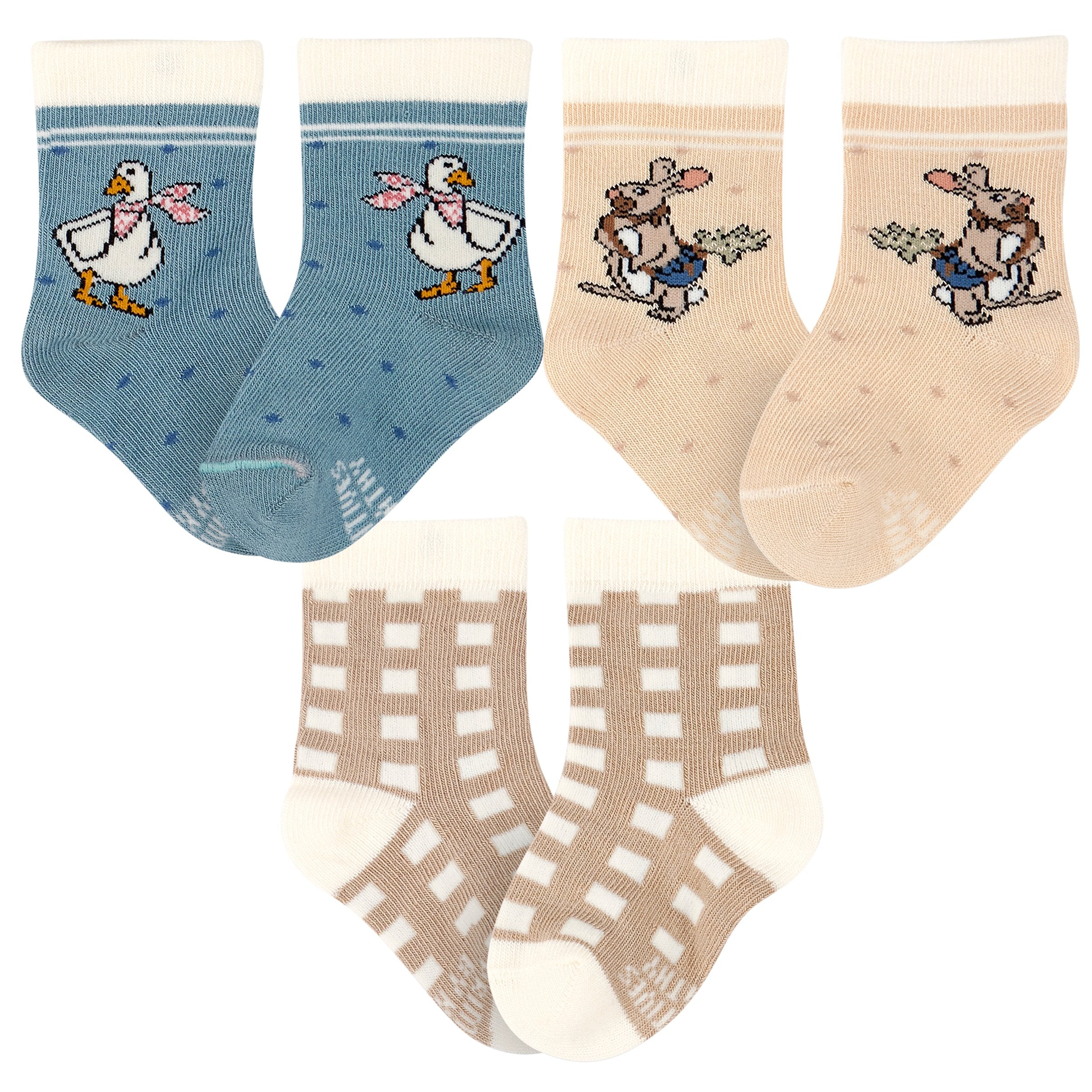 Cozy Garden Friends Baby Sock Set - 3 Pairs, Cotton-Blend, 6-12 Months