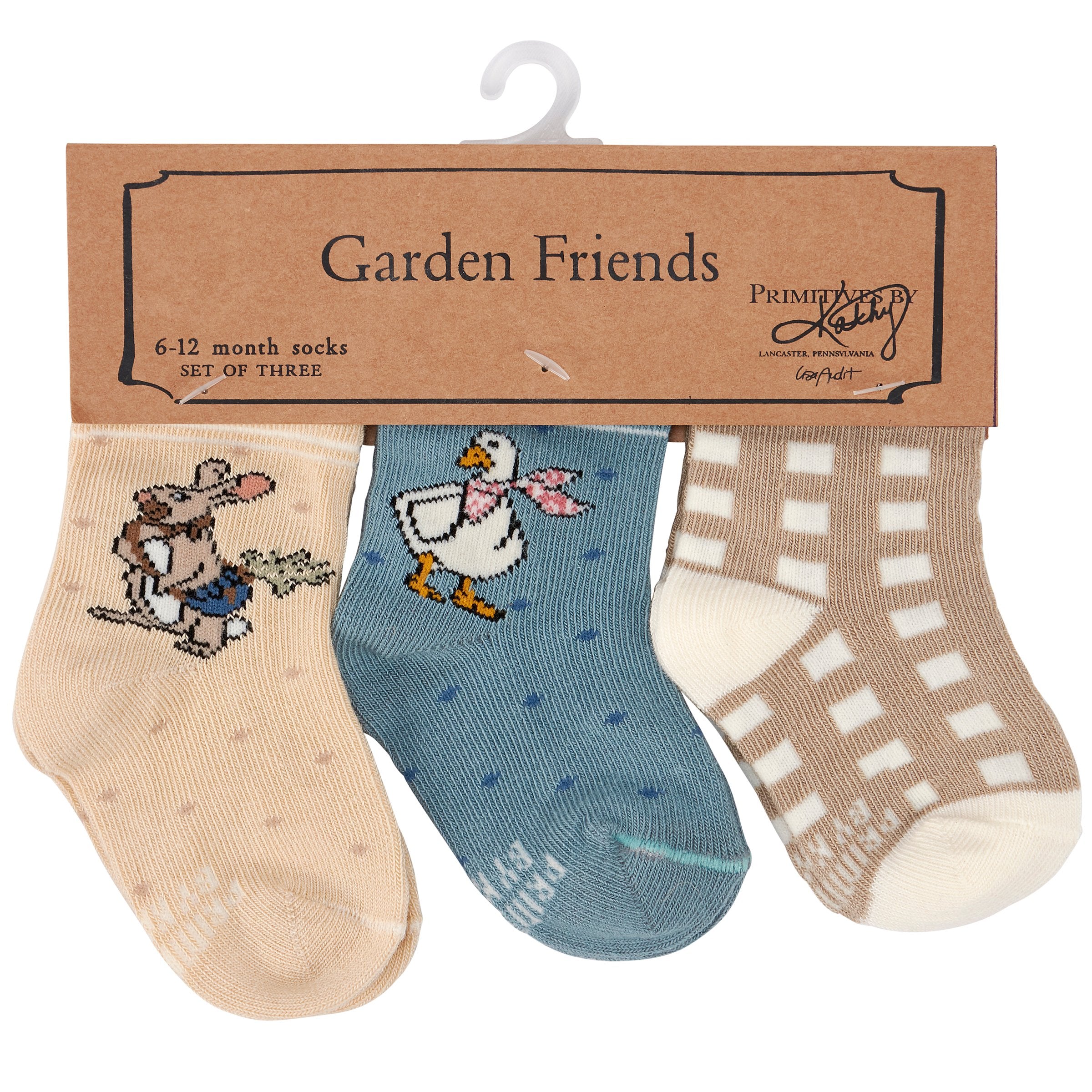 Cozy Garden Friends Baby Sock Set - 3 Pairs, Cotton-Blend, 6-12 Months