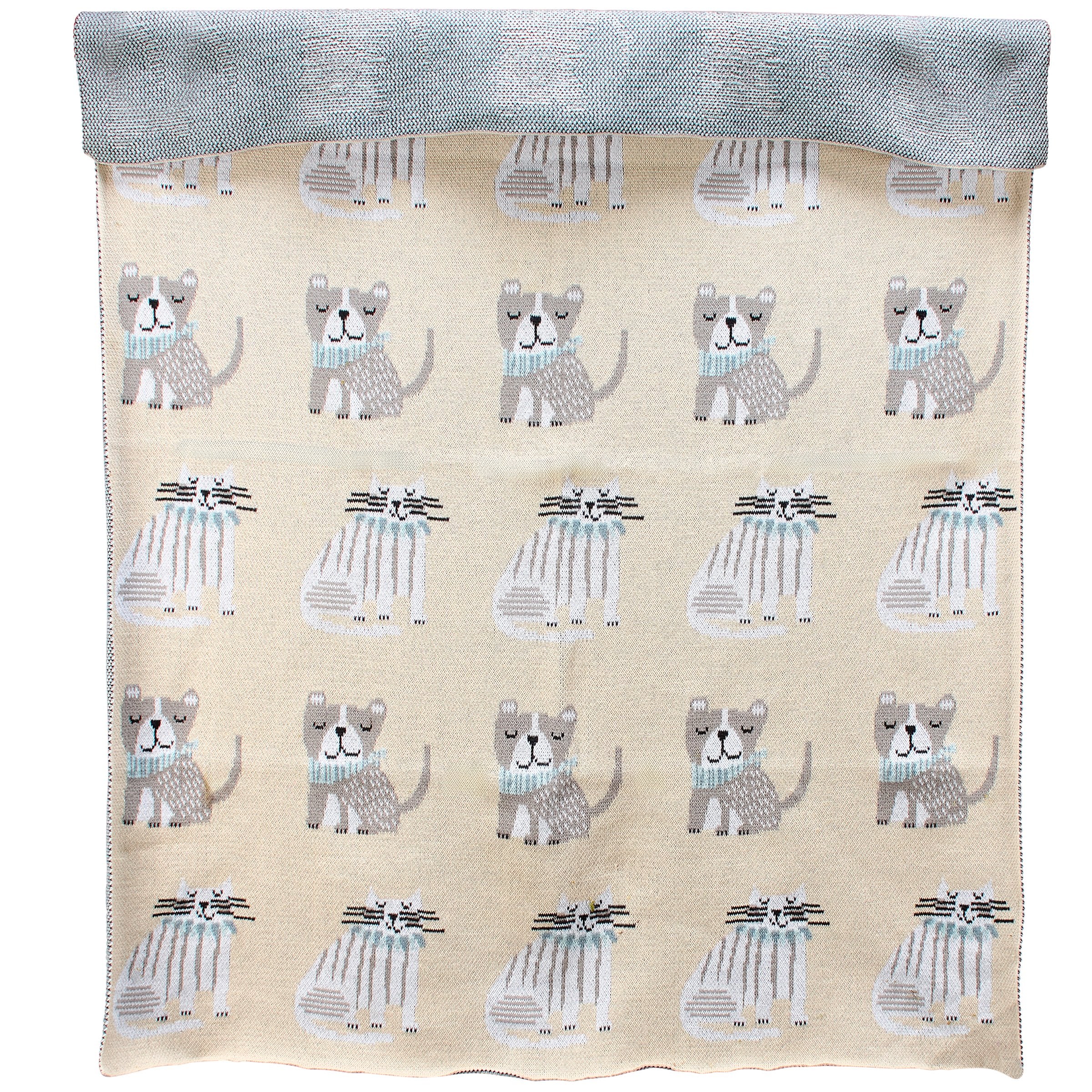 Cozy Cotton Pet-Themed Throw Blanket for Kids, Dogs, Cats, Machine Washable
