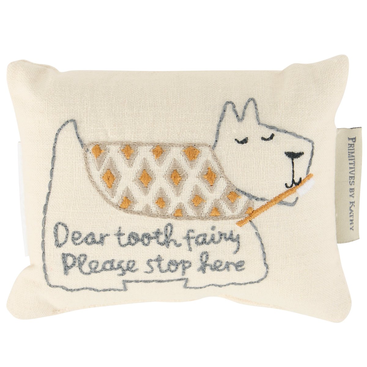 Charming Puppy Dog Tooth Fairy Pillow with Embroidered Pocket