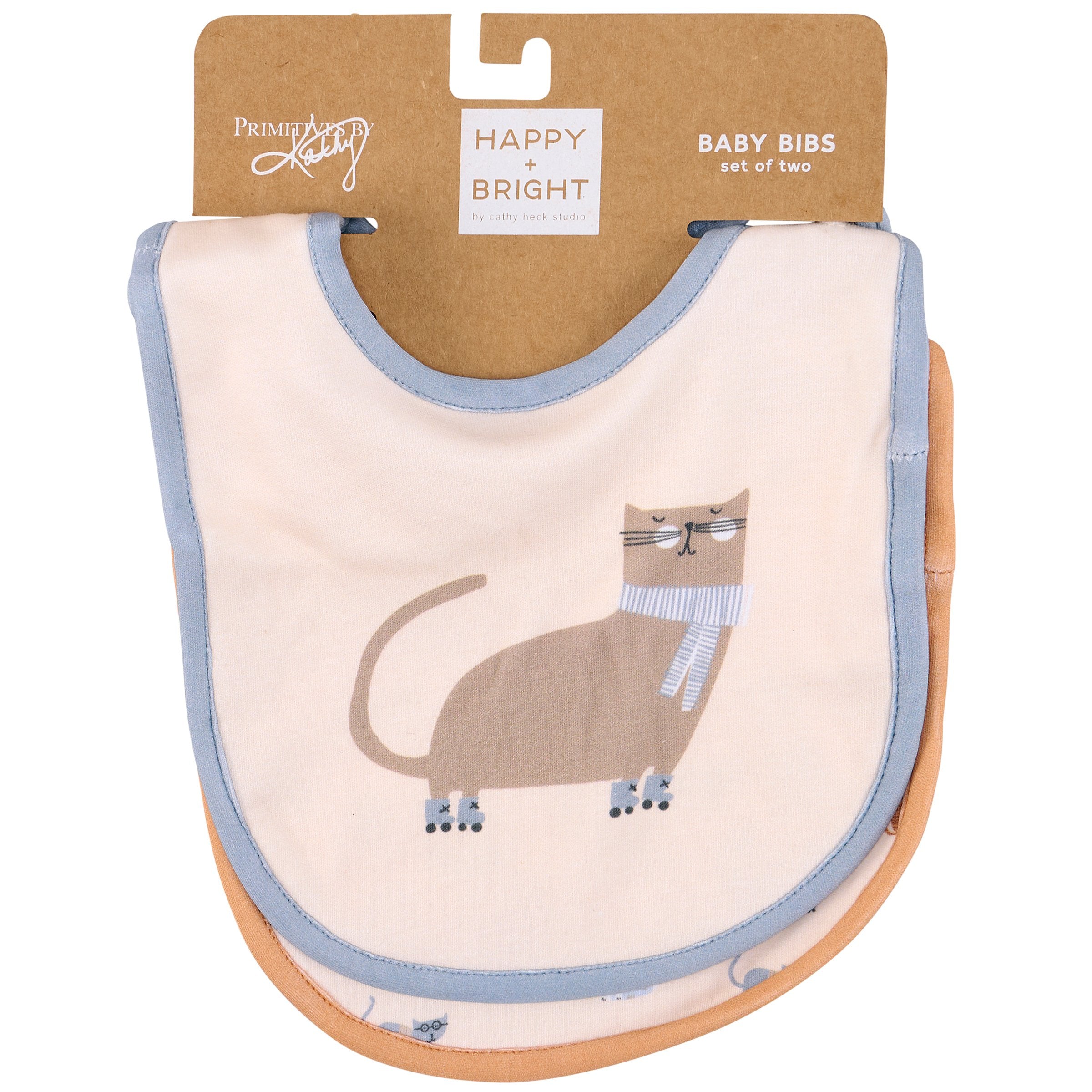 Charming Cat-Themed Baby Bibs Set, Soft Cotton with Snap Closure
