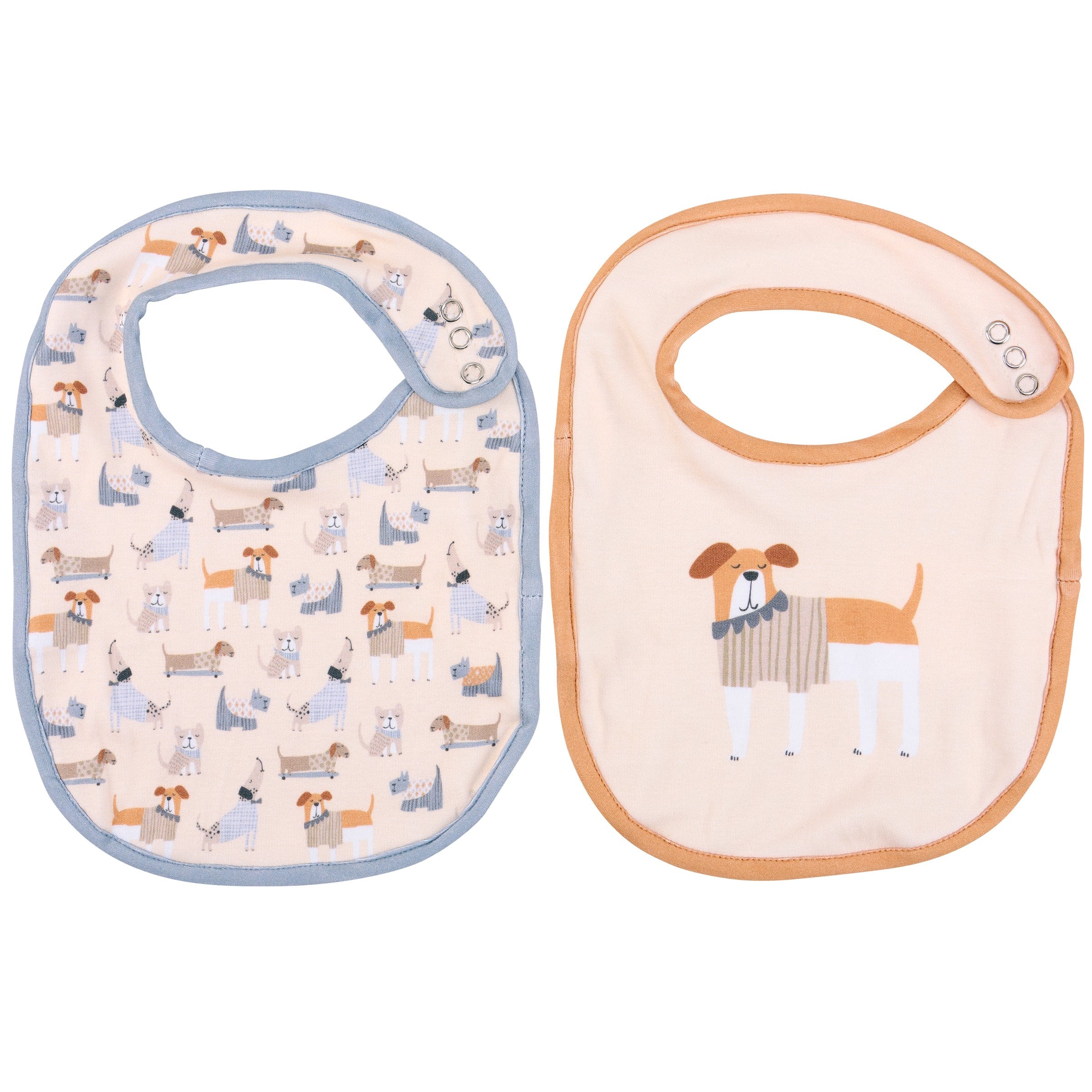 Adorable Dog-Themed Baby Bib Set - Soft Cotton, Metal Snap Closure