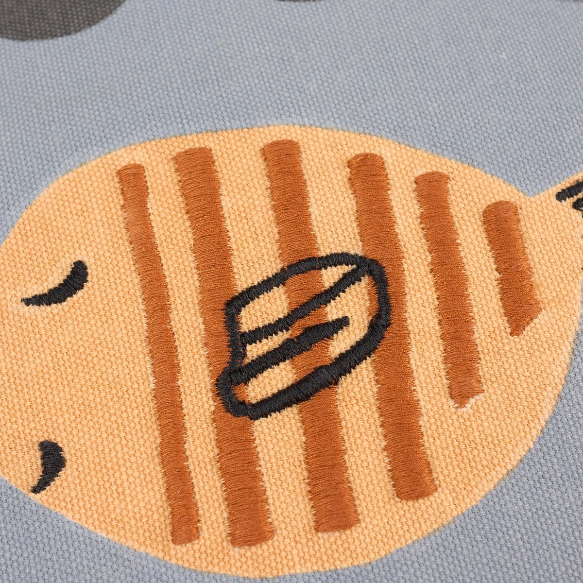 Whimsical Goldfish Bowl Round Pillow - Embroidered Cotton Pet Decor for Kids