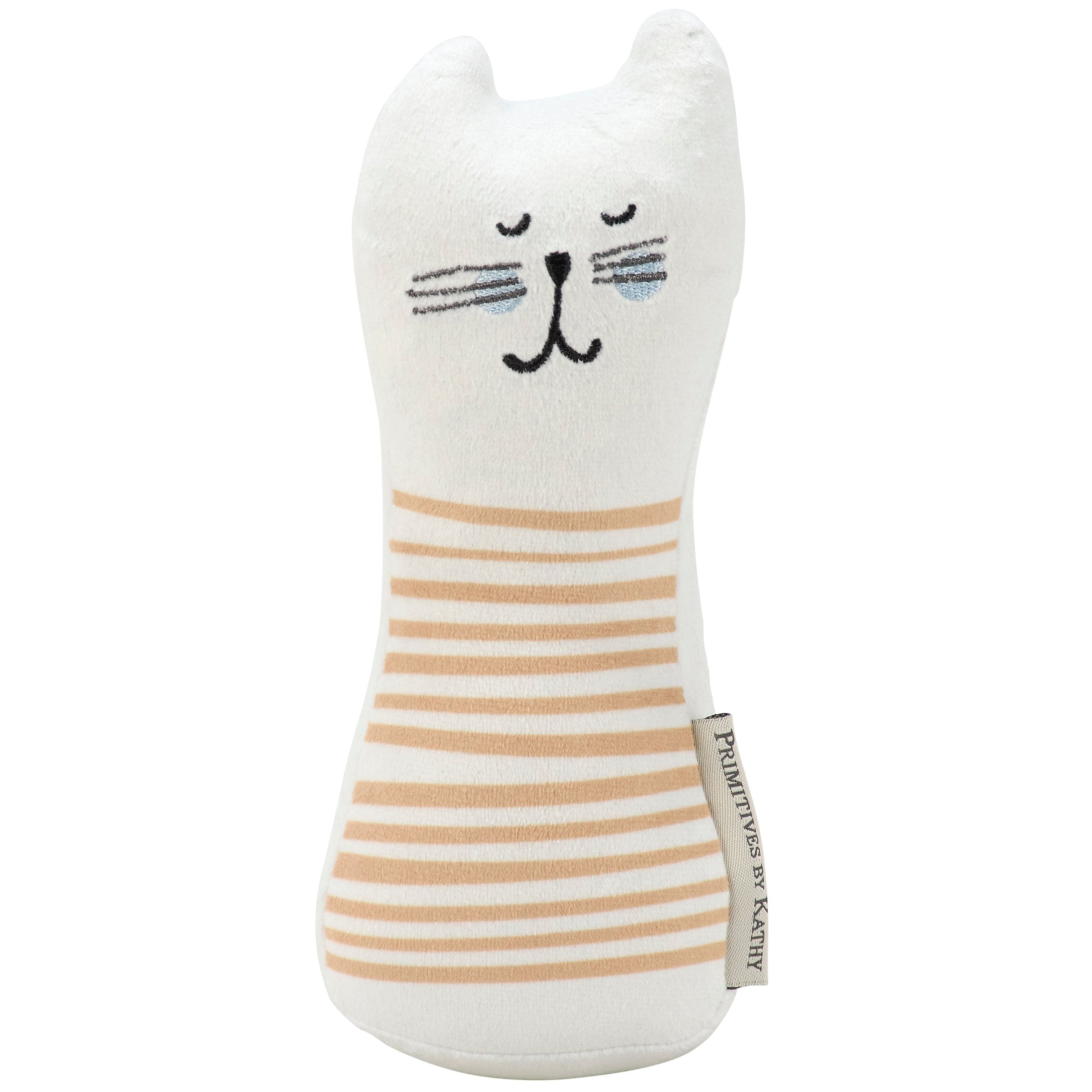 Charming Soft Plush Rattle Cat Baby Toy - Sensory Block Print Design