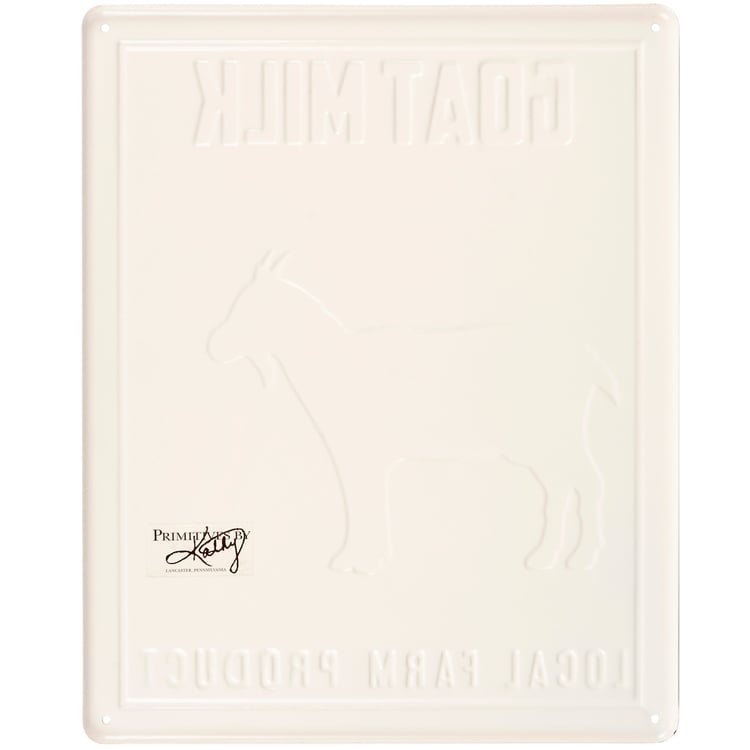 Rustic Farmhouse Metal Goat Milk Sign - 100% Natural Fresh Daily Wall Art