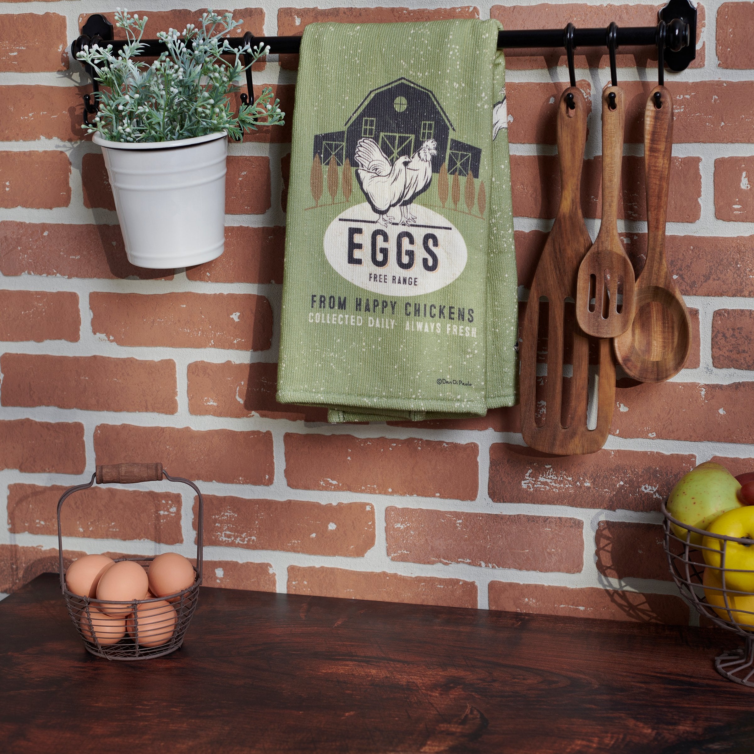 Rustic Farmhouse Free Range Eggs Chicken Cotton Kitchen Towel Home Decor