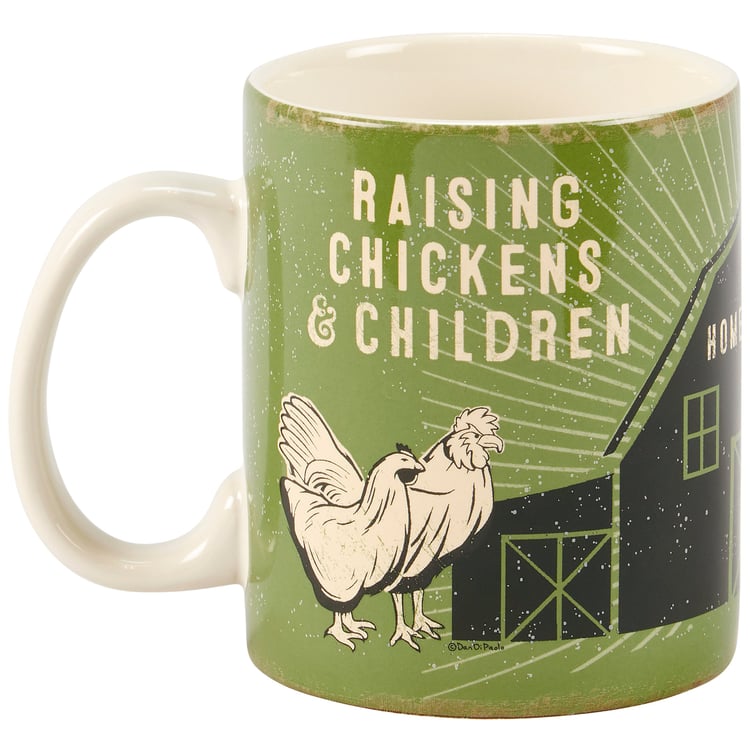Charming Stoneware Farmhouse Chicken Barn Coffee Tea Mug - Rustic Homestead Collection Drinkware
