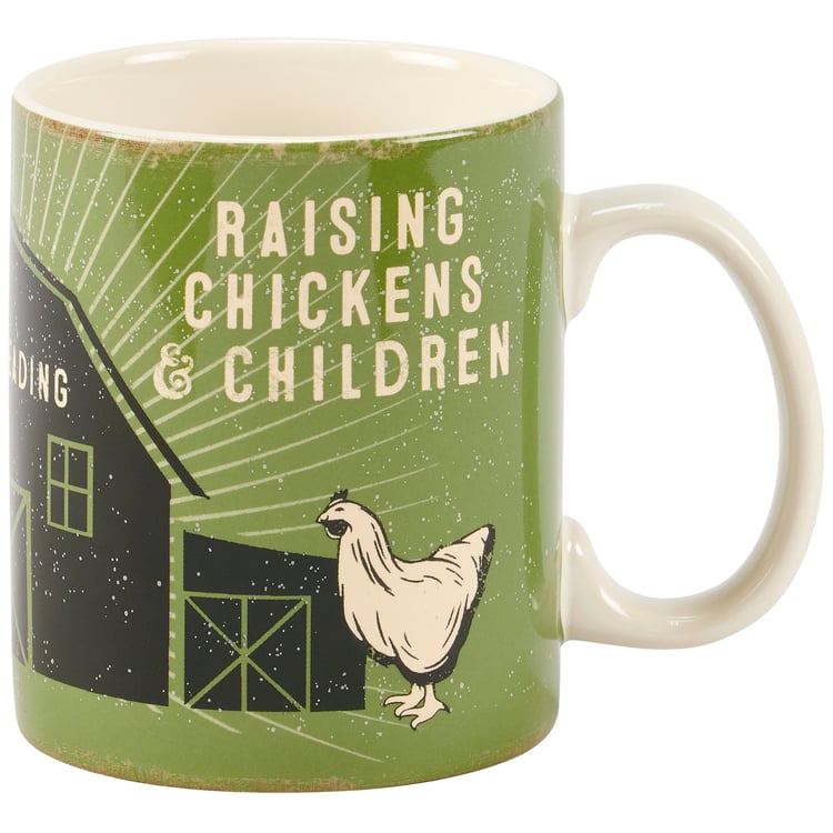 Charming Stoneware Farmhouse Chicken Barn Coffee Tea Mug - Rustic Homestead Collection Drinkware