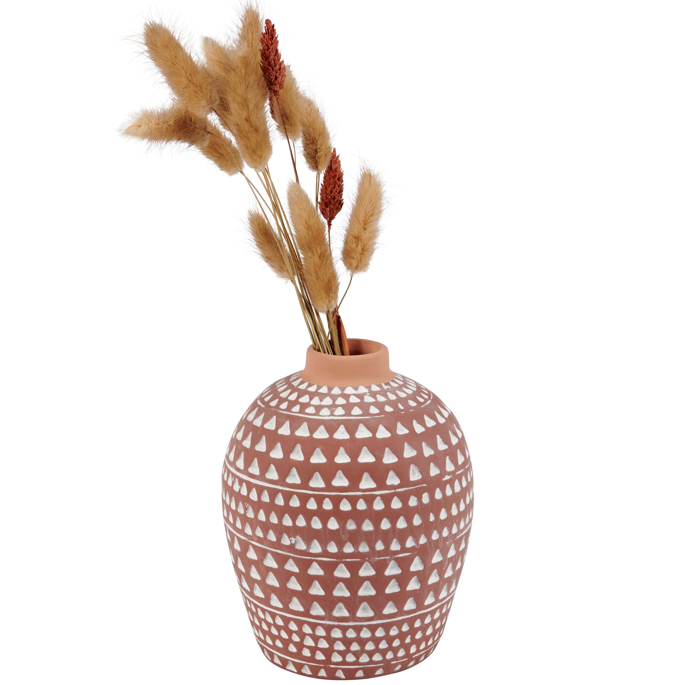 Rustic Western Sienna Ceramic Vase with Debossed Pattern Home Decor