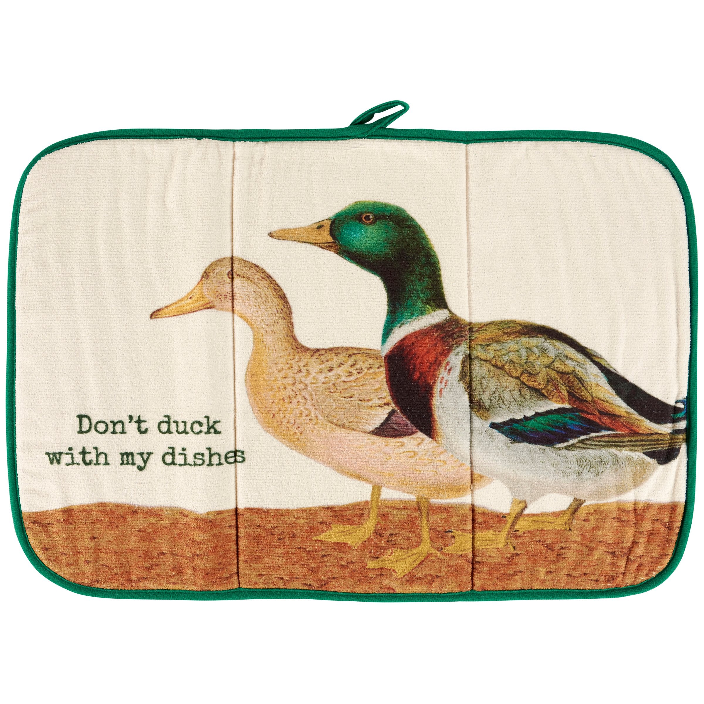Don't Duck With My Dishes Ultra-Absorbent Farmhouse Kitchen Dish Drying Mat