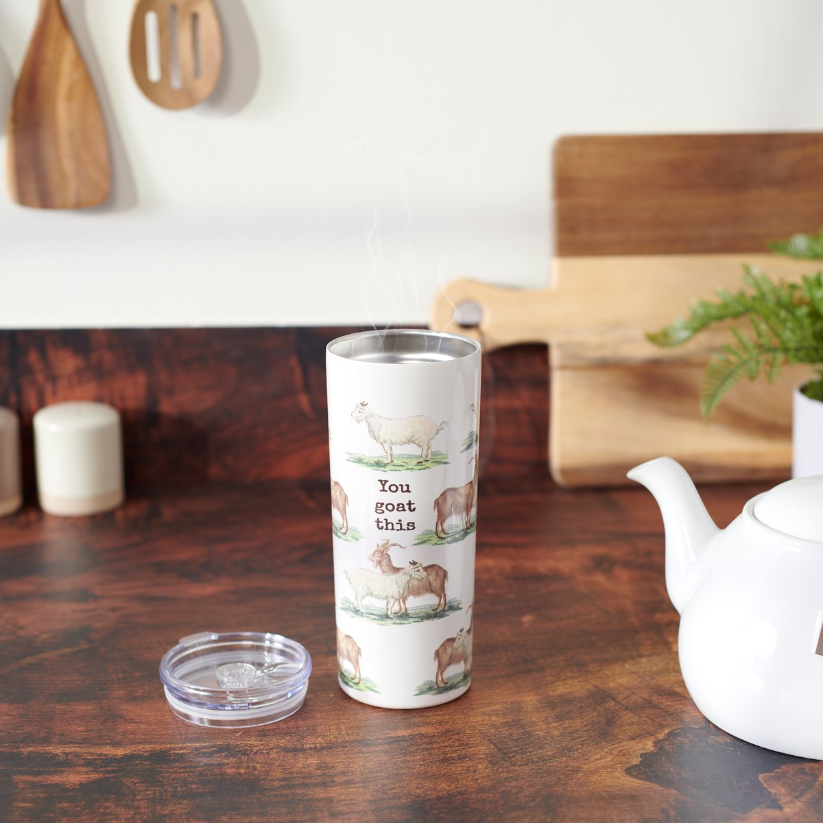 Charming Farmhouse Goats Stainless Steel Insulated 20oz Coffee Tumbler with Lid