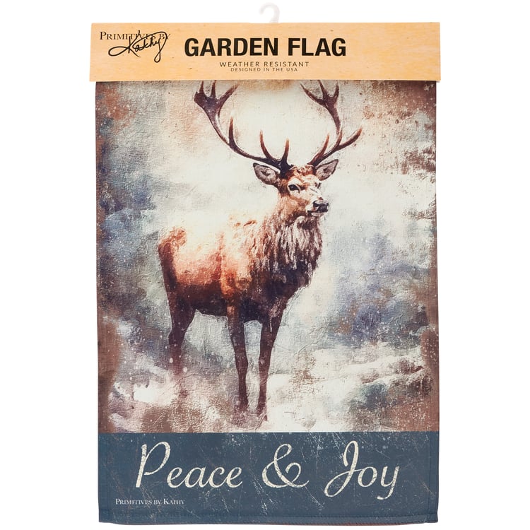 Festive Double-Sided Reindeer Peace & Joy Polyester Christmas Garden Flag Outdoor Decor
