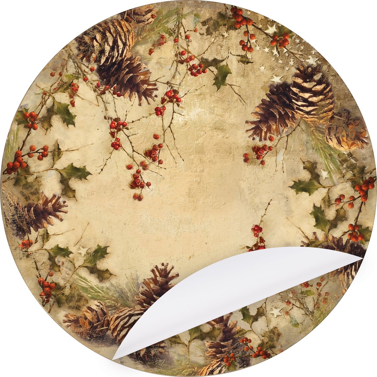 Charming Christmas Holly Pinecone Paper Placemats - 24-Count Festive Table Decor