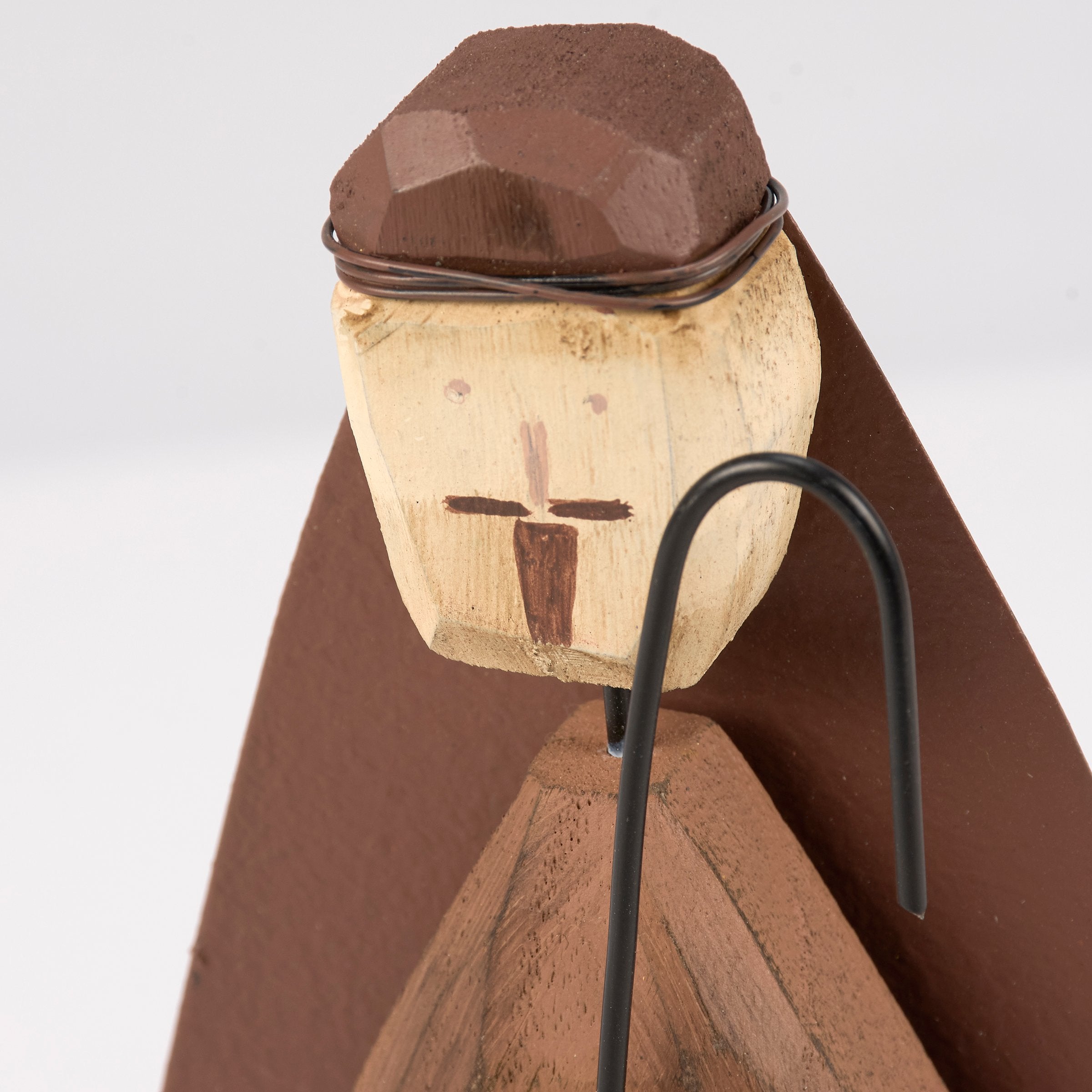 Rustic Holy Family Nativity Sitter Set - Hand Carved Wood & Metal Accent Decor
