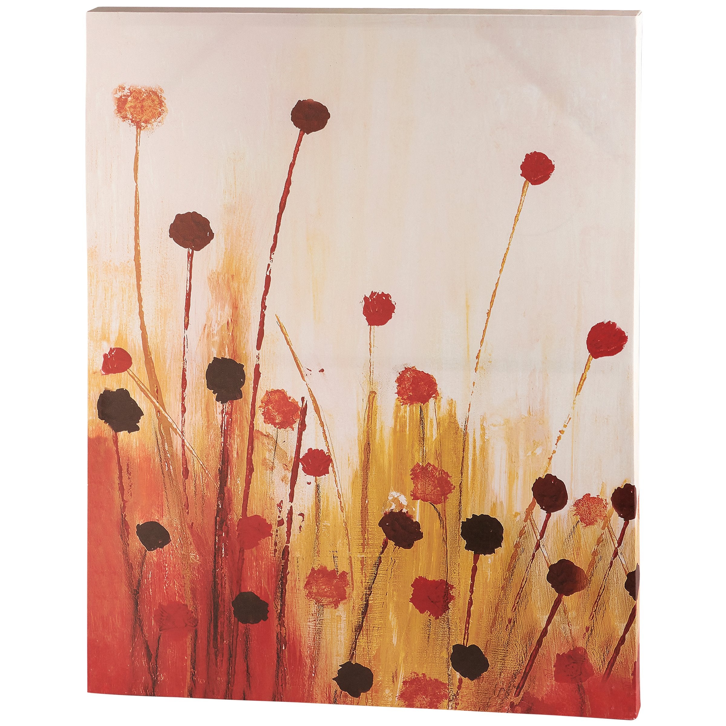 Vibrant Reed Field Abstract Canvas Wall Art, Red Orange Palette, Friendship Heart
