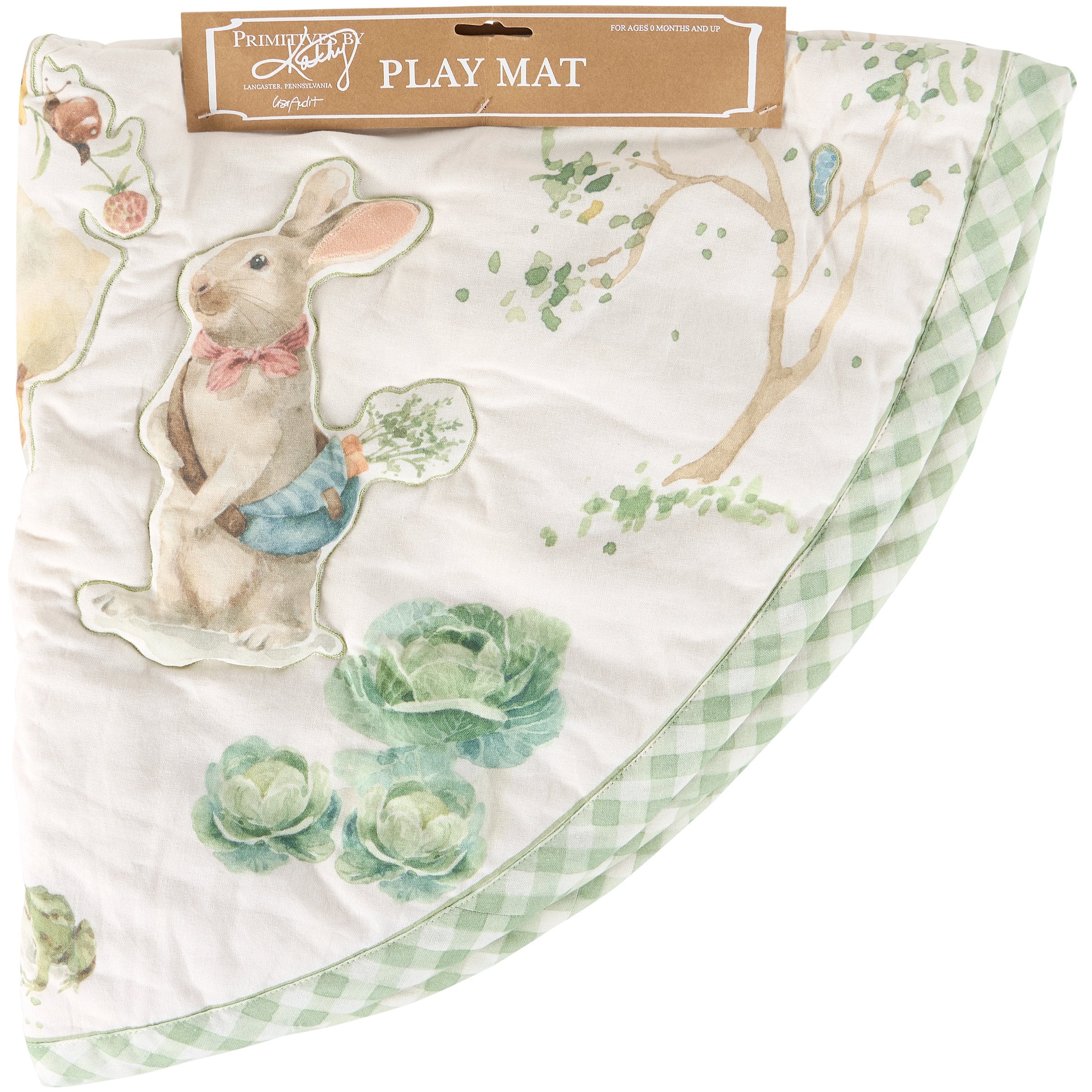 Charming Garden Friends Sensory Baby Play Mat with Crinkle, Squeaker, Faux Fur