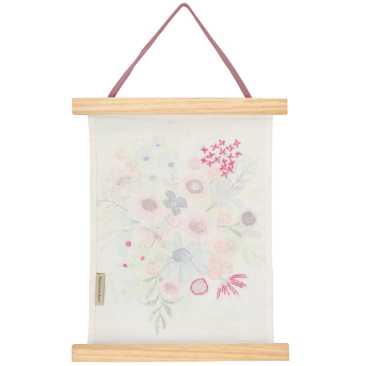 Vibrant Hand-Illustrated Floral Bouquet Canvas Wall Decor with Wooden Hangers