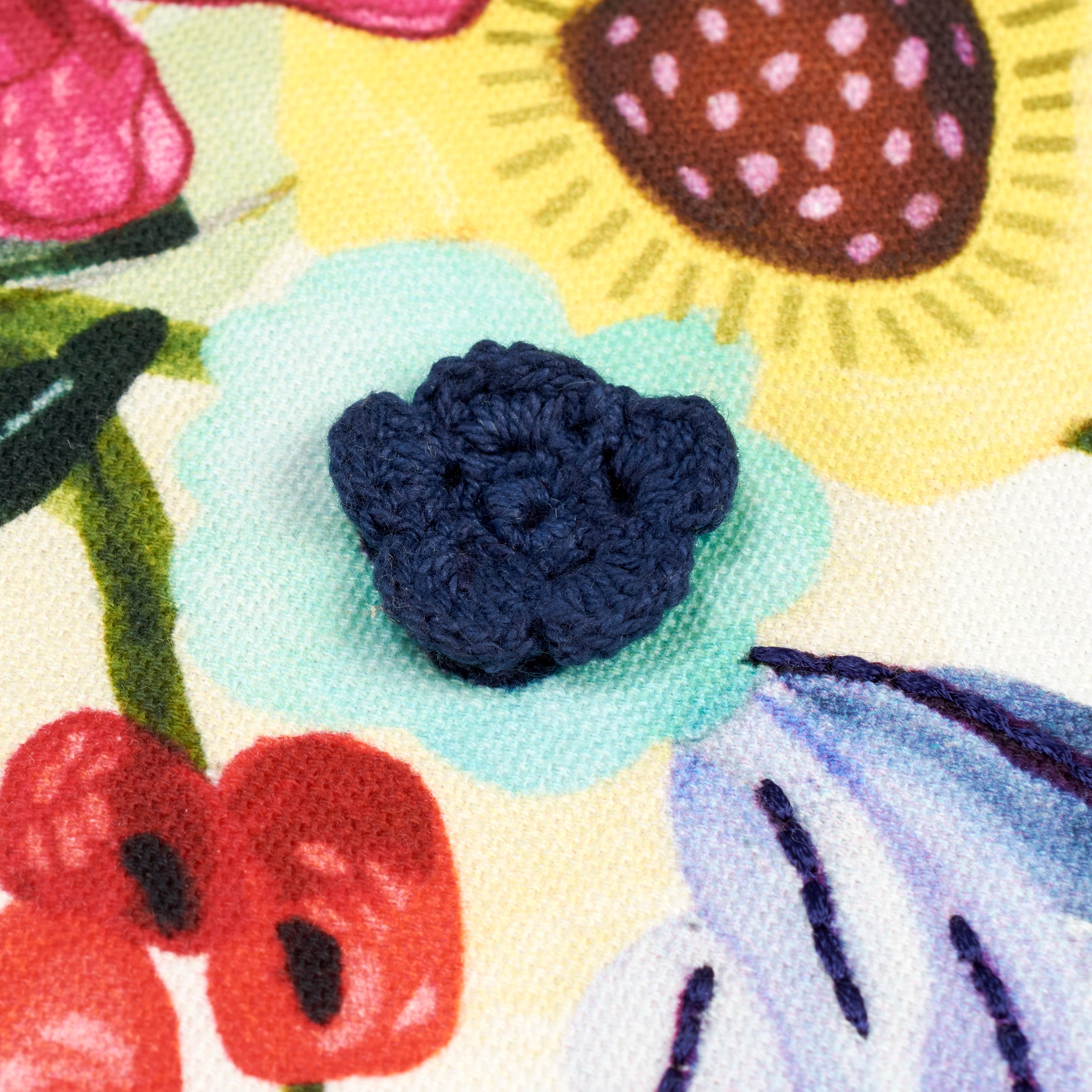 Vibrant Double-Sided Cotton Floral Tote Bag with Knit Accents & Pink Straps