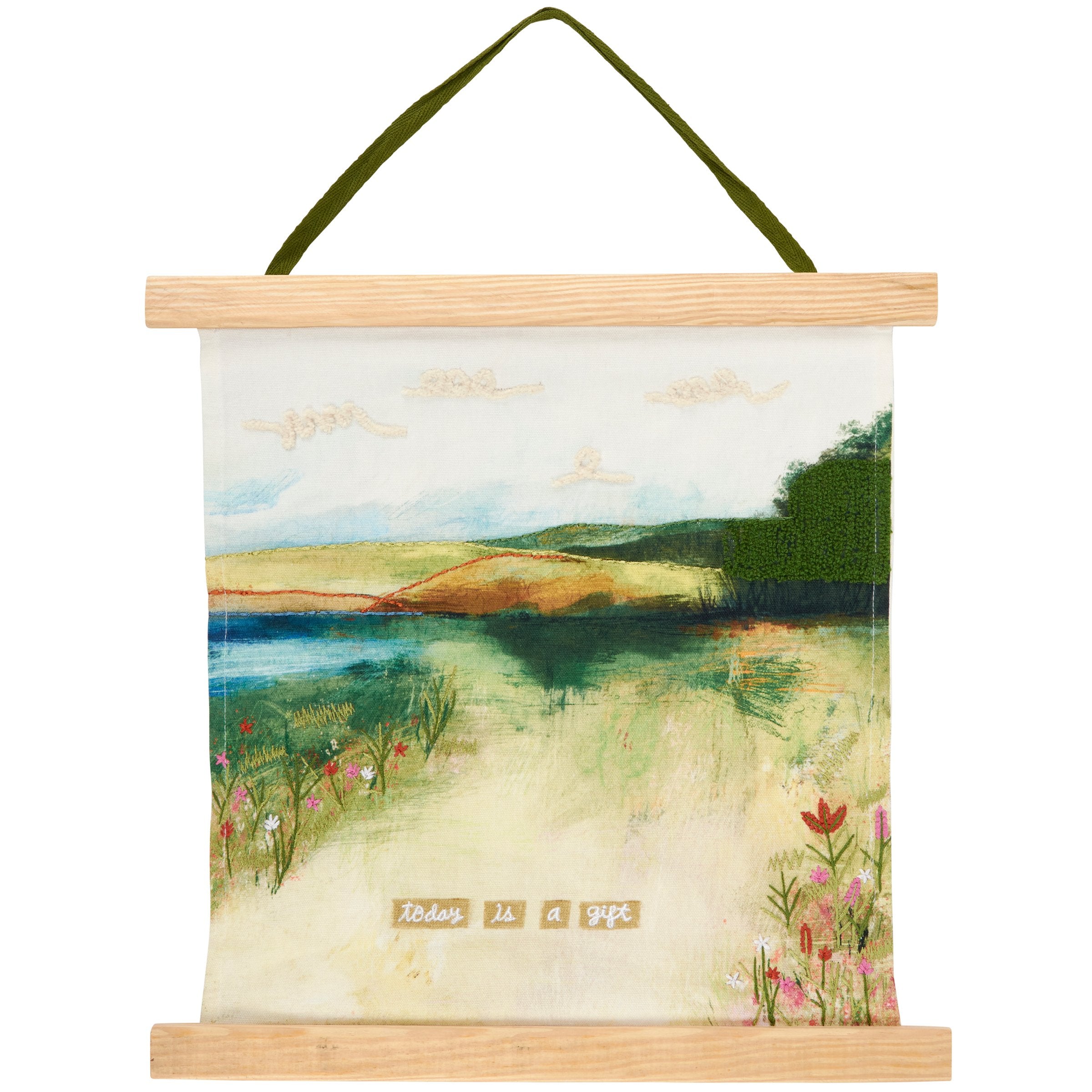 Inspiring Beach Landscape Wall Art Decor with 'Today Is A Gift' Sentiment