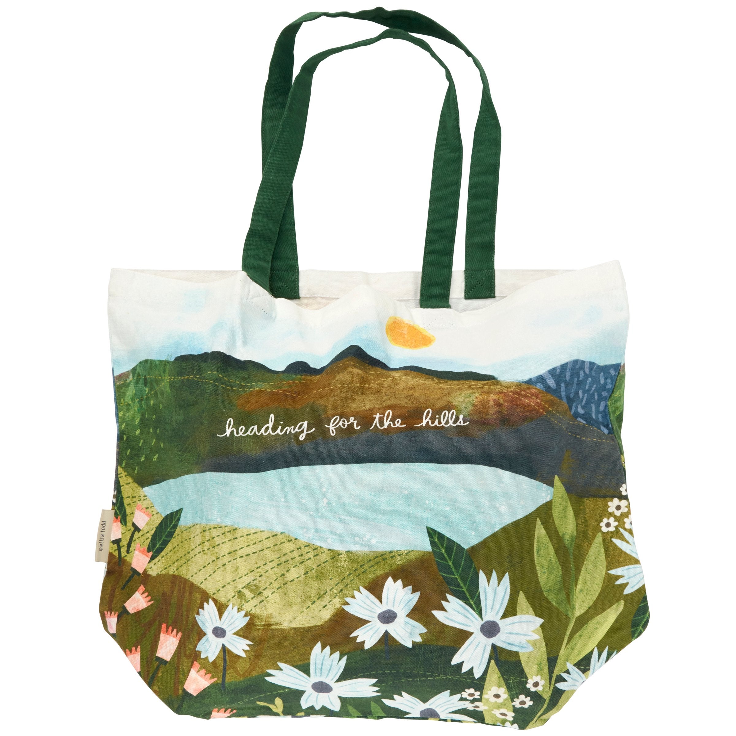 Whimsical 'Heading For The Hills' Cotton Tote Bag for Outdoor Adventures